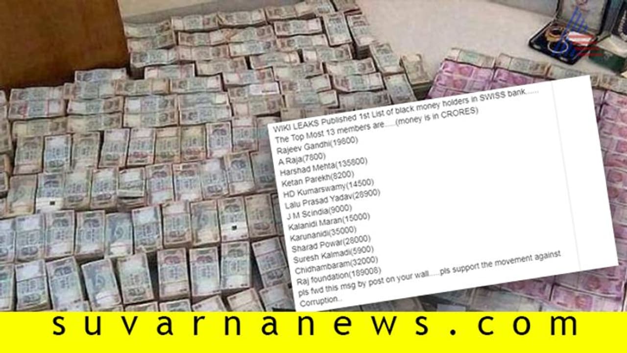 Fact Check| ಸ್ವಿಸ್‌ ಬ್ಯಾಂಕ್‌ ಕಾಳಧನಿಕರ ಪಟ್ಟಿಬಿಡುಗಡೆ ಮಾಡಿದ ವಿಕಿಲೀಕ್ಸ್‌!