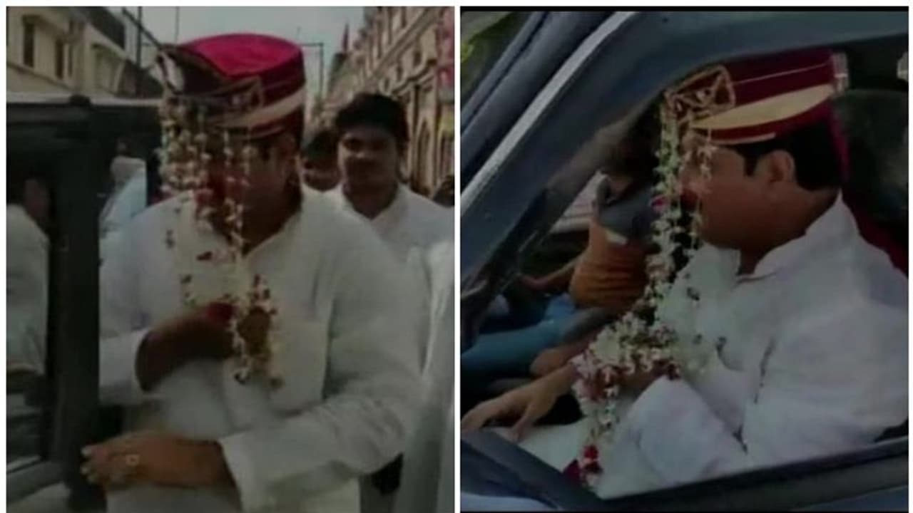 പൊലീസിന്റെ കണ്ണുവെട്ടിക്കാന് വരന്റെ വേഷം കെട്ടി സമാജ്വാദി പാര്ട്ടി നേതാവ് പൊലീസിന്റെ കണ്ണുവെട്ടിക്കാന് വരന്റെ വേഷം കെട്ടി സമാജ്വാദി പാര്ട്ടി നേതാവ്