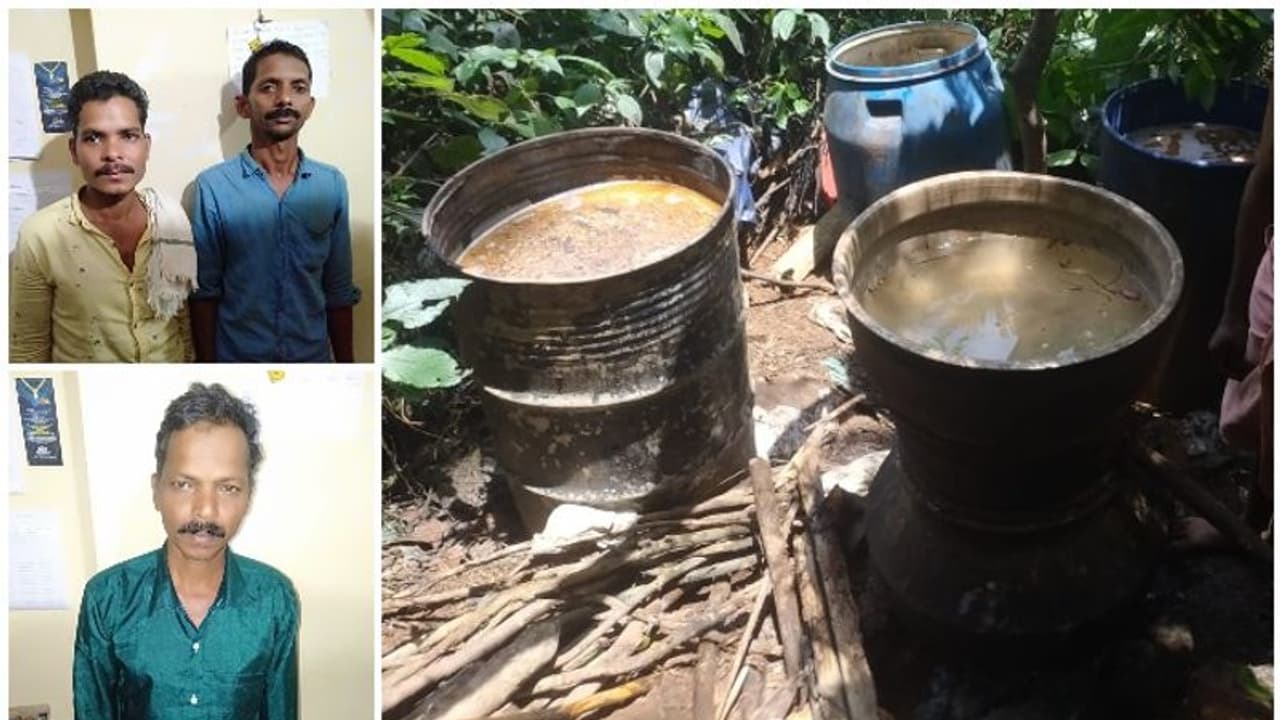 വയനാട്ടില് വ്യാജ വാറ്റ് വേട്ട: പത്ത് ലിറ്റര് ചാരായവും 430 ലിറ്റര് വാഷും പിടികൂടി, മൂന്ന് പേര് അറസ്റ്റില് വയനാട്ടില് വ്യാജ വാറ്റ് വേട്ട: പത്ത് ലിറ്റര് ചാരായവും 430 ലിറ്റര് വാഷും പിടികൂടി, മൂന്ന് പേര് അറസ്റ്റില്