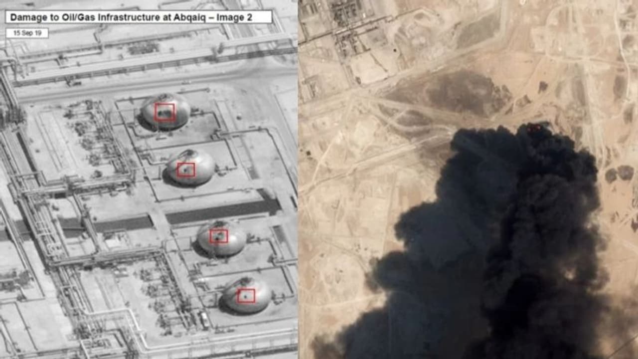 ആരാംകോയിലെ ആക്രമണം: ഉപഗ്രഹ ദൃശ്യങ്ങള് പുറത്തു വിട്ട് അമേരിക്ക ആരാംകോയിലെ ആക്രമണം: ഉപഗ്രഹ ദൃശ്യങ്ങള് പുറത്തു വിട്ട് അമേരിക്ക