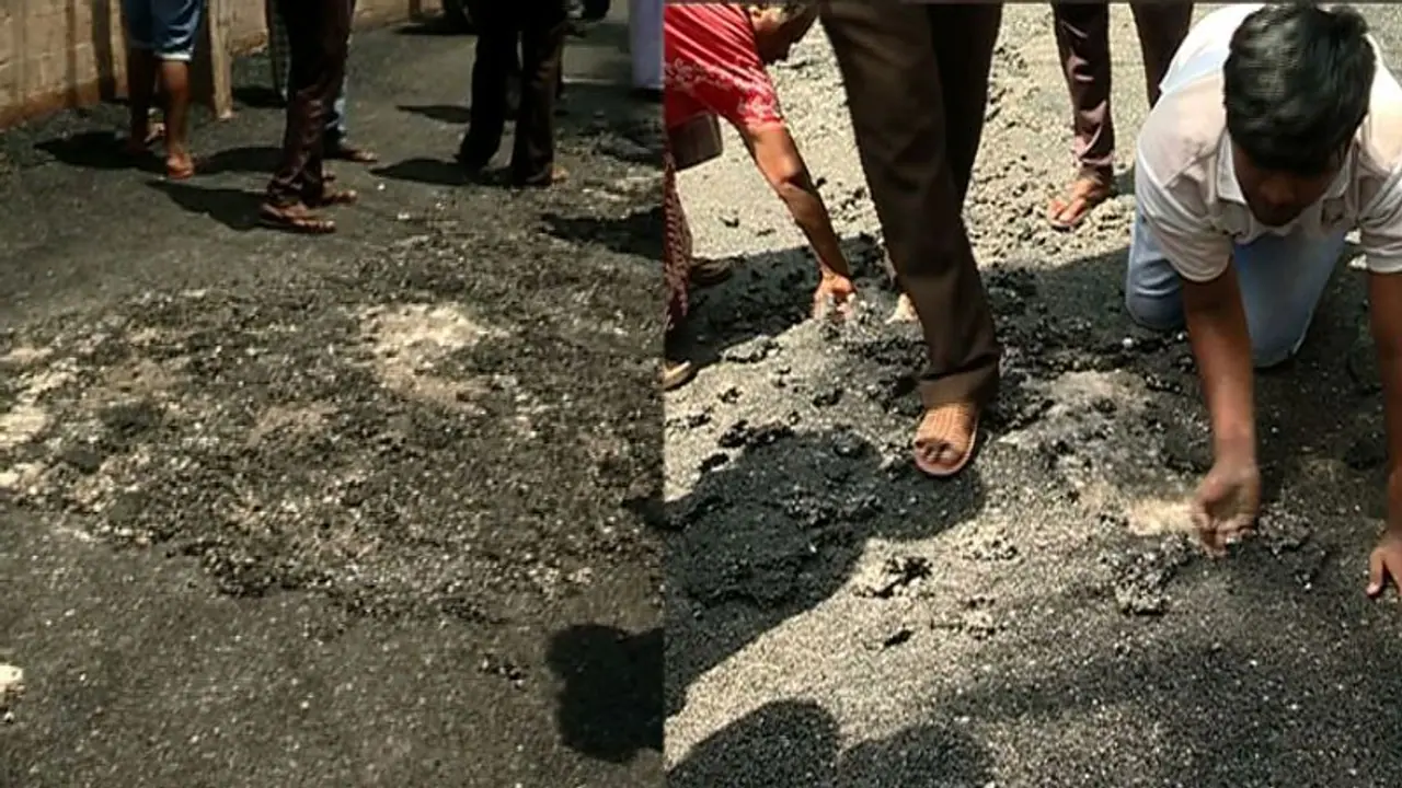 ಇಲ್ಲಿ ರಸ್ತೆ ಮಧ್ಯೆ ಗುಂಡಿಗಳಿವೆಯೋ ಅಥವಾ ಗುಂಡಿ ಮಧ್ಯೆ ರಸ್ತೆ ಇದೆಯೋ..? ಇಲ್ಲಿ ರಸ್ತೆ ಮಧ್ಯೆ ಗುಂಡಿಗಳಿವೆಯೋ ಅಥವಾ ಗುಂಡಿ ಮಧ್ಯೆ ರಸ್ತೆ ಇದೆಯೋ..?