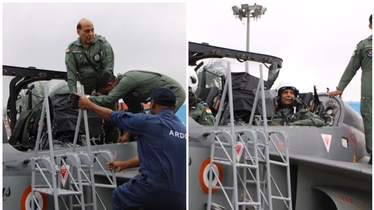 Defence minister Rajnath Singh terms Tejas flight “exhilarating”