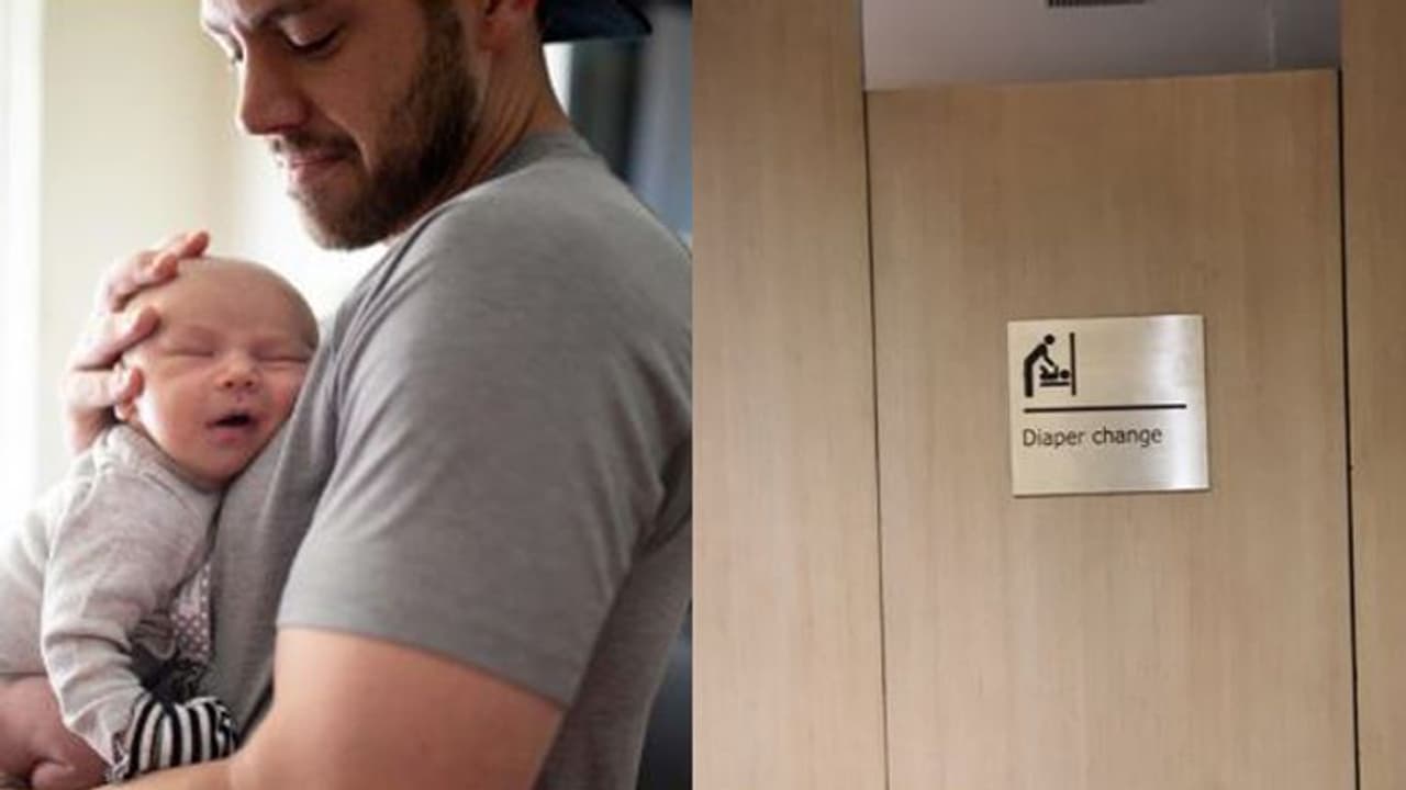 വിമാനത്താവളത്തിലെ പുരുഷന്മാരുടെ വിശ്രമമുറിയിൽ ഡയപ്പർ മാറ്റുന്നതിനായി ഇടം; ചിത്രം വൈറലായി