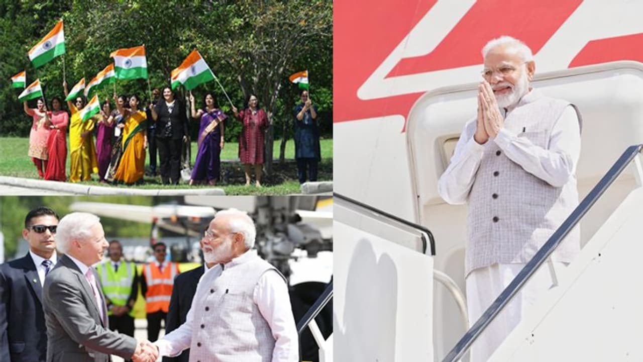 అమెరికాలో మోడీకి బ్రహ్మరథం: హౌడీ హ్యూస్టన్ అంటూ మోడీ పలకరింపు అమెరికాలో మోడీకి బ్రహ్మరథం: హౌడీ హ్యూస్టన్ అంటూ మోడీ పలకరింపు