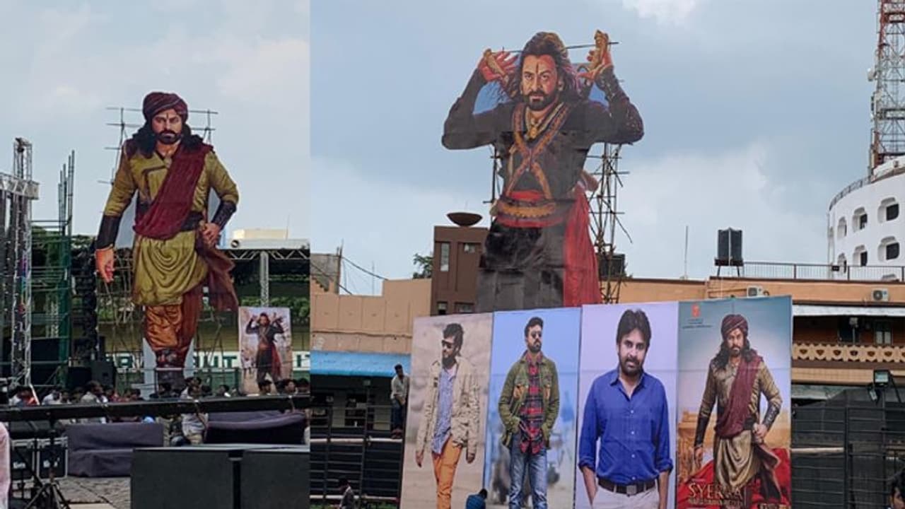 వరుణ గండం.. సైరా ప్రీరిలీజ్ ఈవెంట్ వద్ద మెగాస్టార్ భారీ కటౌట్