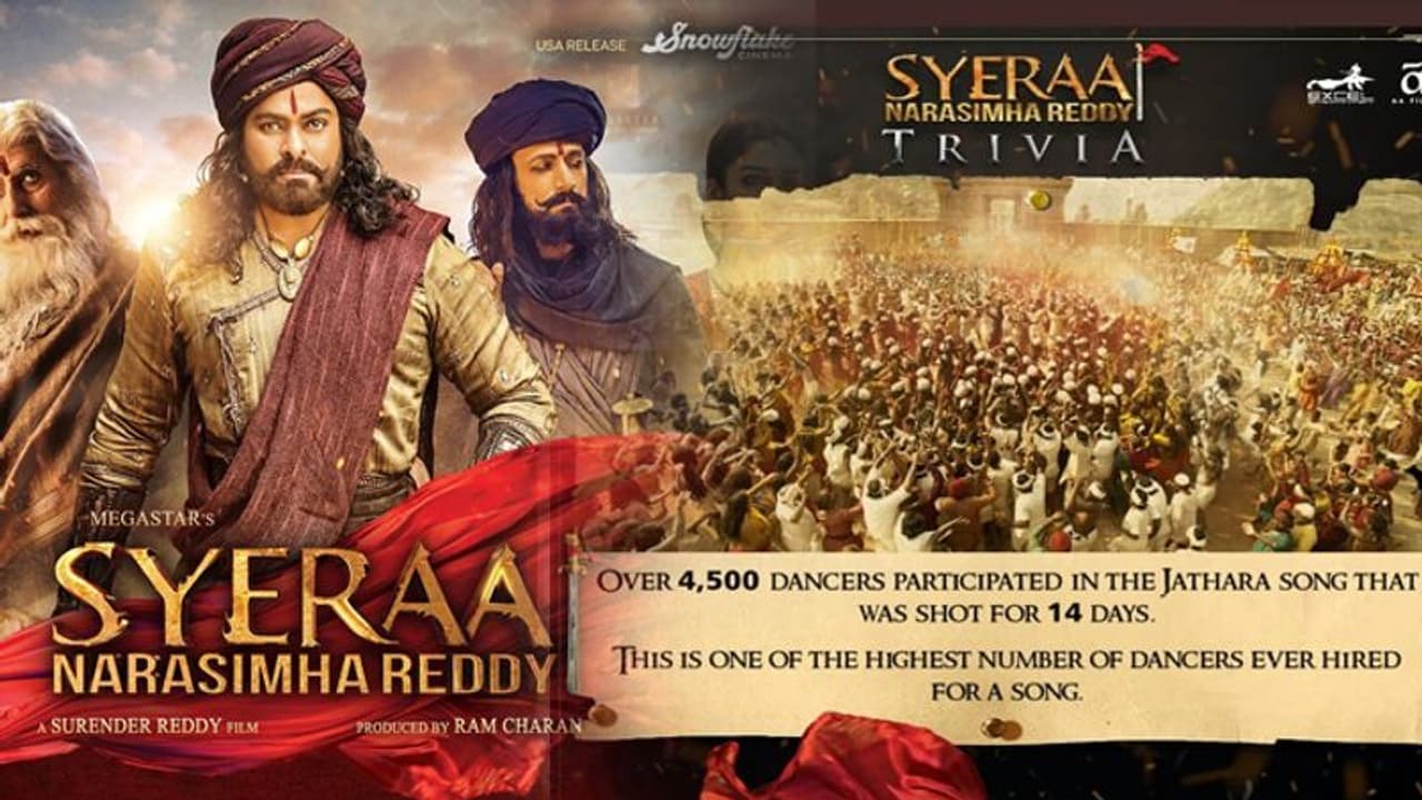 4,500 మంది డ్యాన్సర్లతో సైరా సాంగ్.. న్యూ రికార్డ్! 4,500 మంది డ్యాన్సర్లతో సైరా సాంగ్.. న్యూ రికార్డ్!