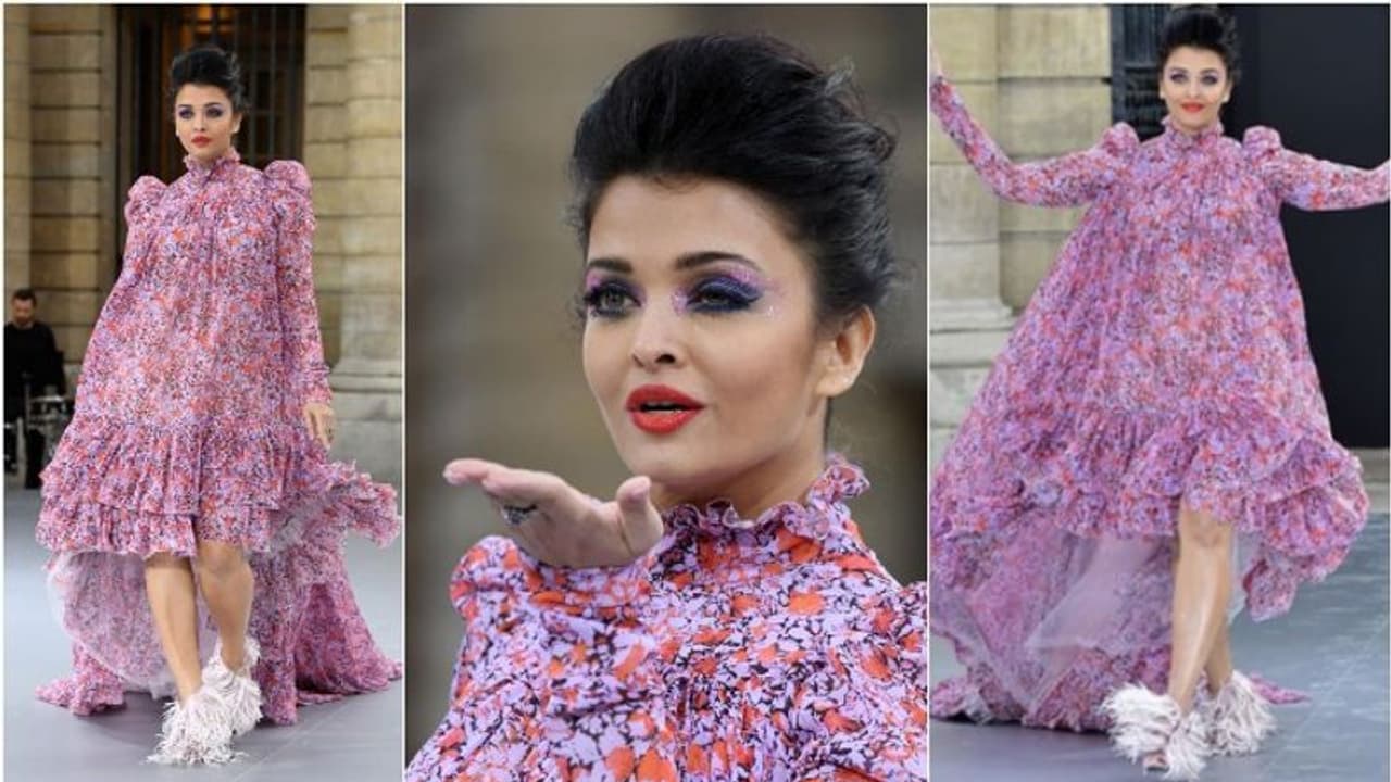 ഫ്ലോറല്‍ പ്രിന്‍റില്‍ 'പൂത്തുലഞ്ഞ്' ആഷ്; പാരീസ് ഫാഷന്‍ വീക്ക് 'ഐശ്വര്യമയം'
