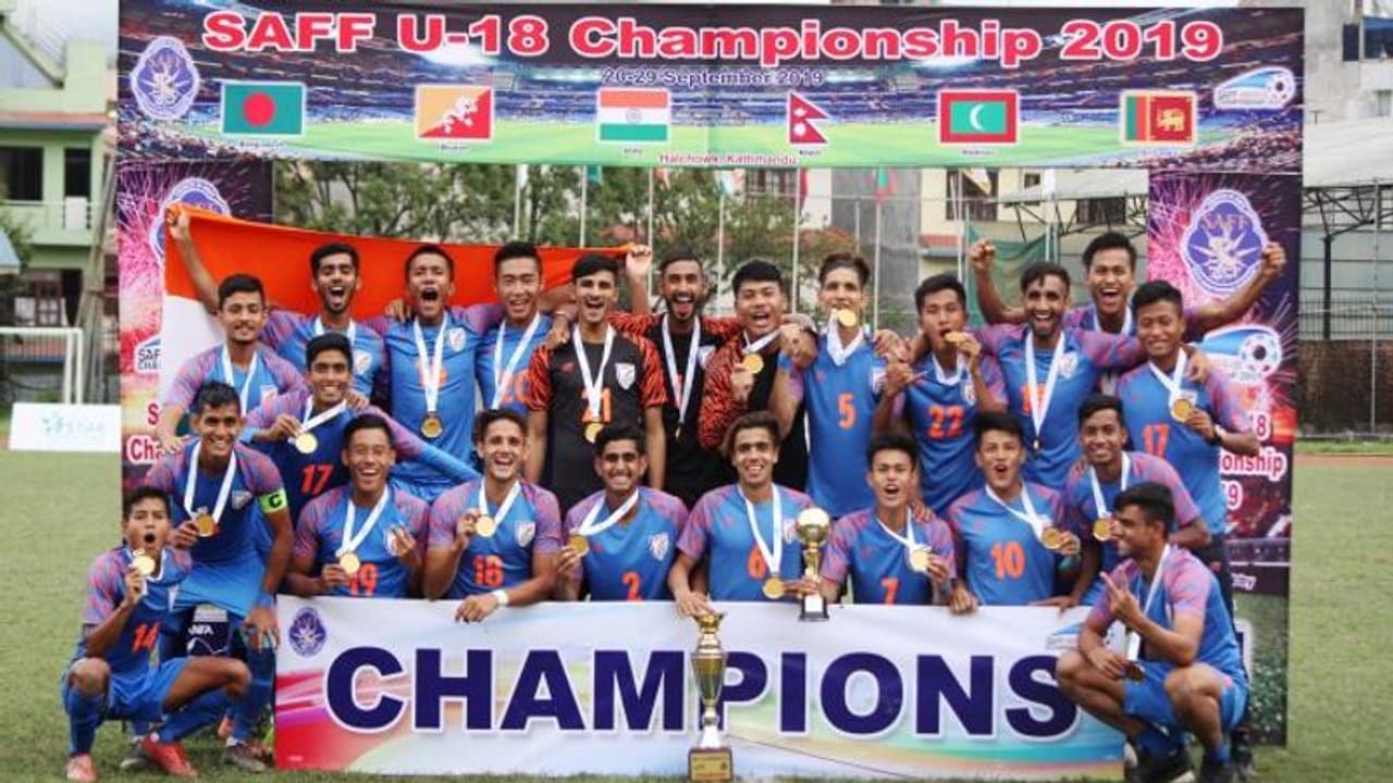 বাংলাদেশের বিরুদ্ধে জয়, অনুর্ধ্ব ১৮ সাফ ফুটবল চ্যাম্পিয়ন ভারত বাংলাদেশের বিরুদ্ধে জয়, অনুর্ধ্ব ১৮ সাফ ফুটবল চ্যাম্পিয়ন ভারত