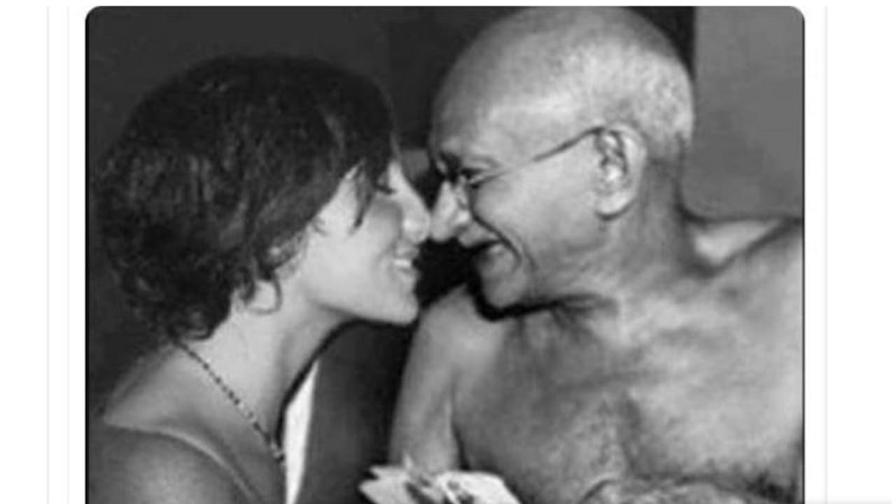 വിദേശ വനിതയ്ക്കൊപ്പമുള്ള ഗാന്ധിജിയുടെ ചിത്രം വ്യാജം വിദേശ വനിതയ്ക്കൊപ്പമുള്ള ഗാന്ധിജിയുടെ ചിത്രം വ്യാജം