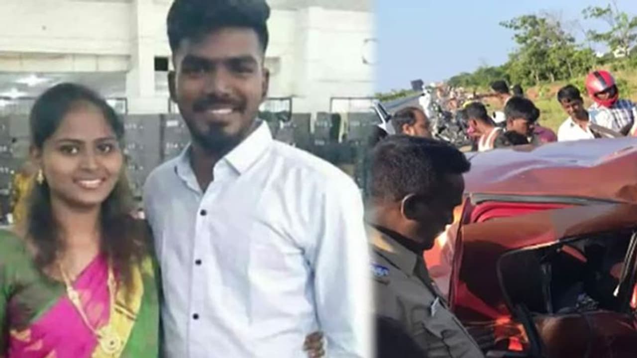 லாரி மீது கார் பயங்கர மோதல்... சென்னை புதுமண தம்பதி உடல் நசுங்கி உயிரிழப்பு..! லாரி மீது கார் பயங்கர மோதல்... சென்னை புதுமண தம்பதி உடல் நசுங்கி உயிரிழப்பு..!