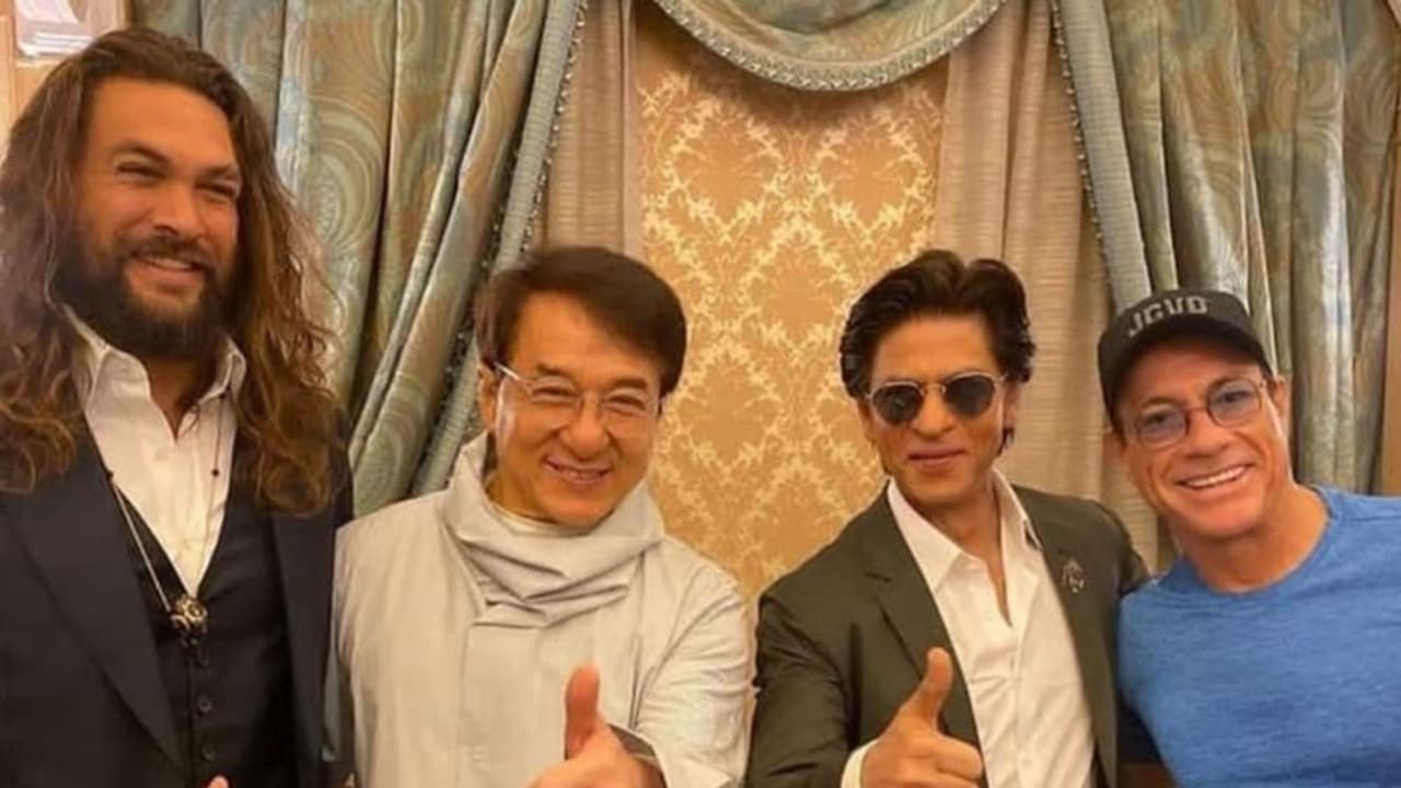 Shah Rukh Khan poses with Jackie Chan, Jason Momoa, Jean Claude Van Damme (In Pics) Shah Rukh Khan poses with Jackie Chan, Jason Momoa, Jean Claude Van Damme (In Pics)