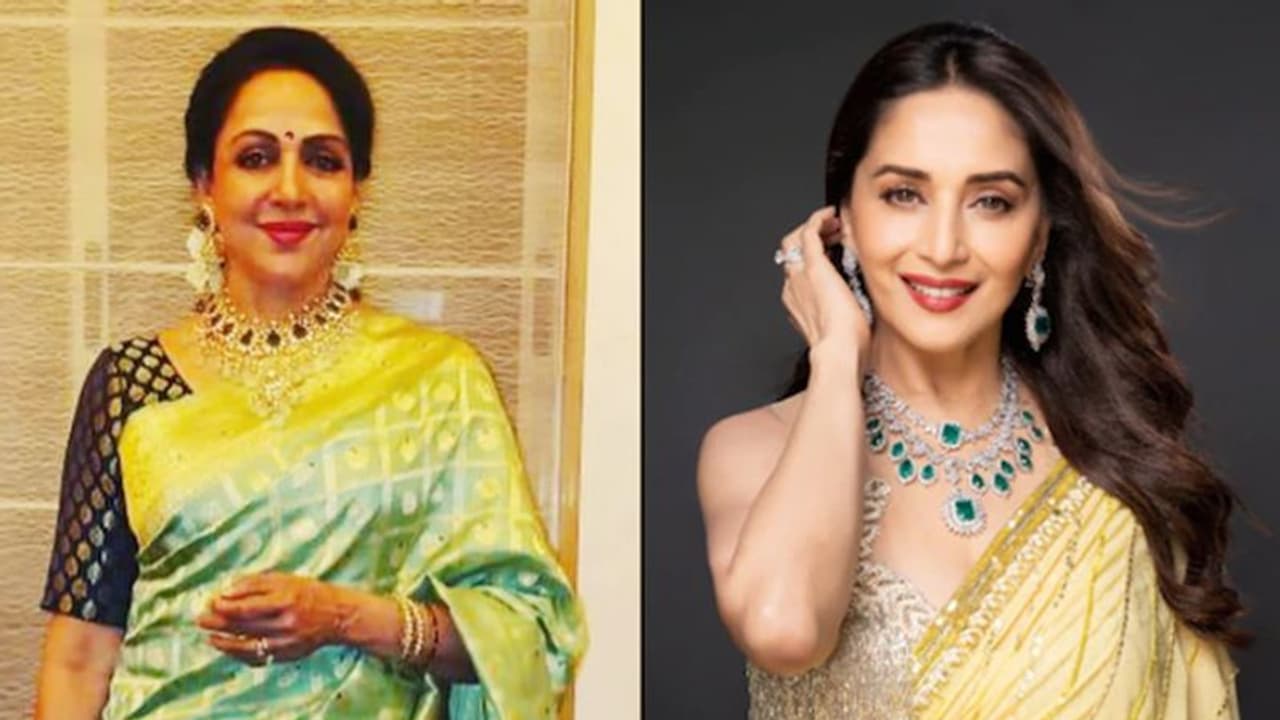 Madhuri Dixit showers birthday wishes on Hema Malini Madhuri Dixit showers birthday wishes on Hema Malini