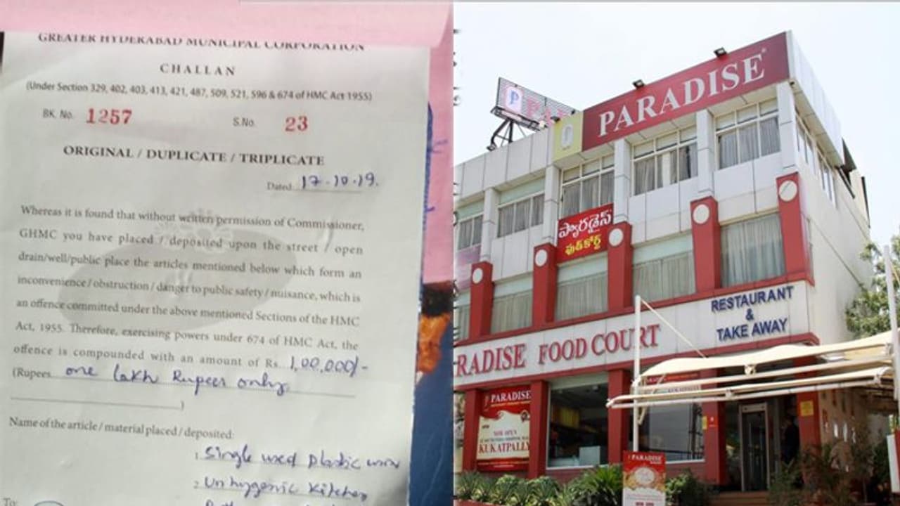 బిర్యానీలో వెంట్రుక: ప్యారడైజ్ హోటల్కు లక్ష జరిమానా బిర్యానీలో వెంట్రుక: ప్యారడైజ్ హోటల్కు లక్ష జరిమానా