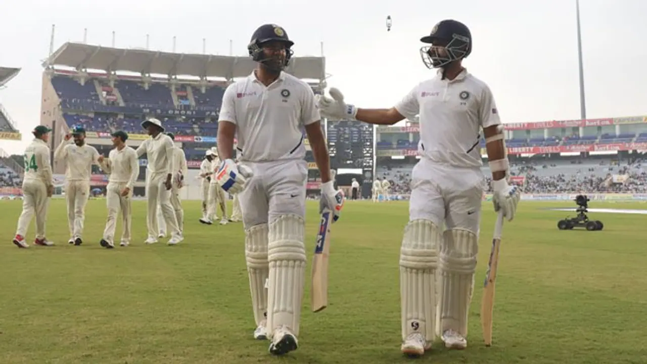 ರಾಂಚಿ ಟೆಸ್ಟ್: ರೋಹಿತ್ ರಹಾನೆ ಶತಕದ ಜತೆಯಾಟ, ಭಾರತಕ್ಕೆ ಮೊದಲ ದಿನದ ಗೌರವ