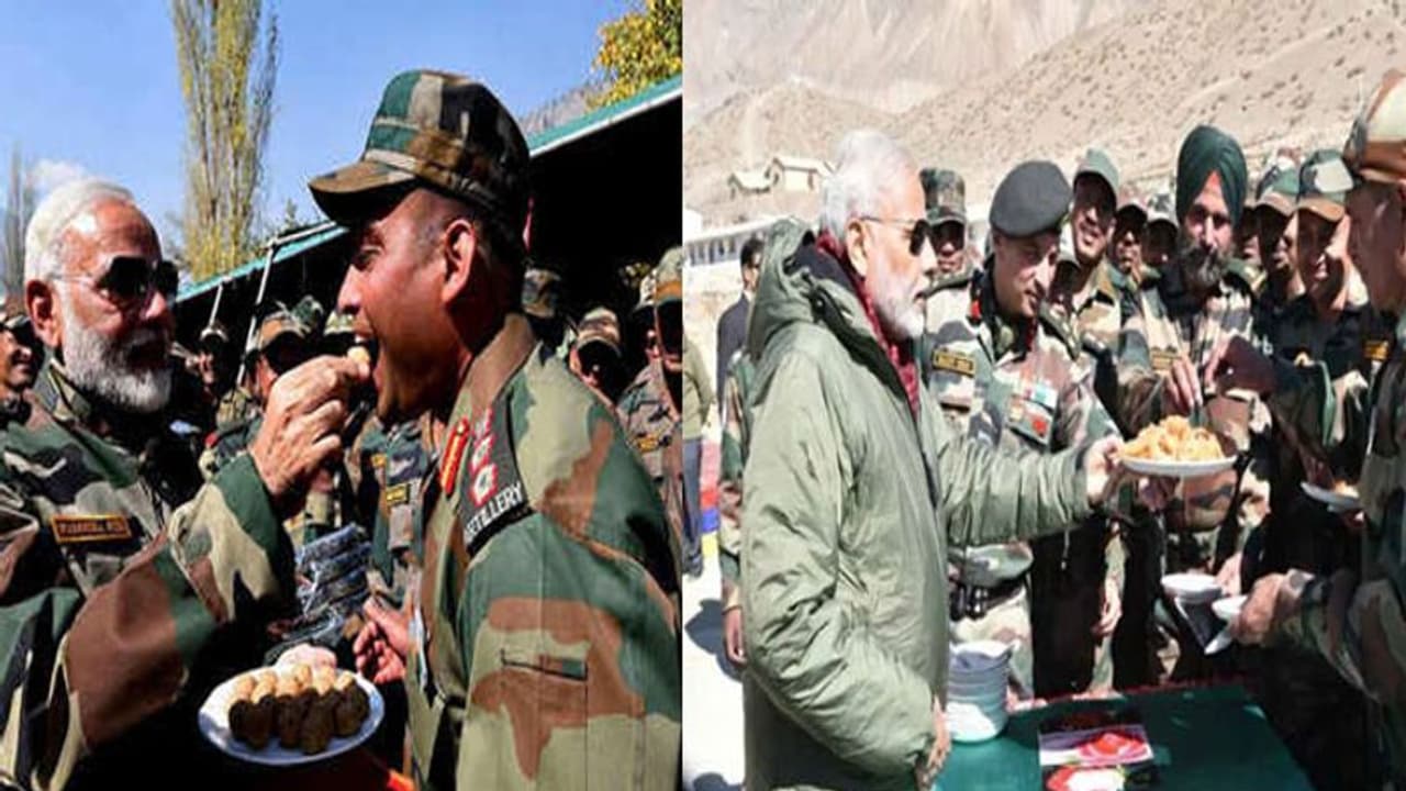 జవాన్లతో కలిసి దీపావళి వేడుకల్లో మోదీ జవాన్లతో కలిసి దీపావళి వేడుకల్లో మోదీ