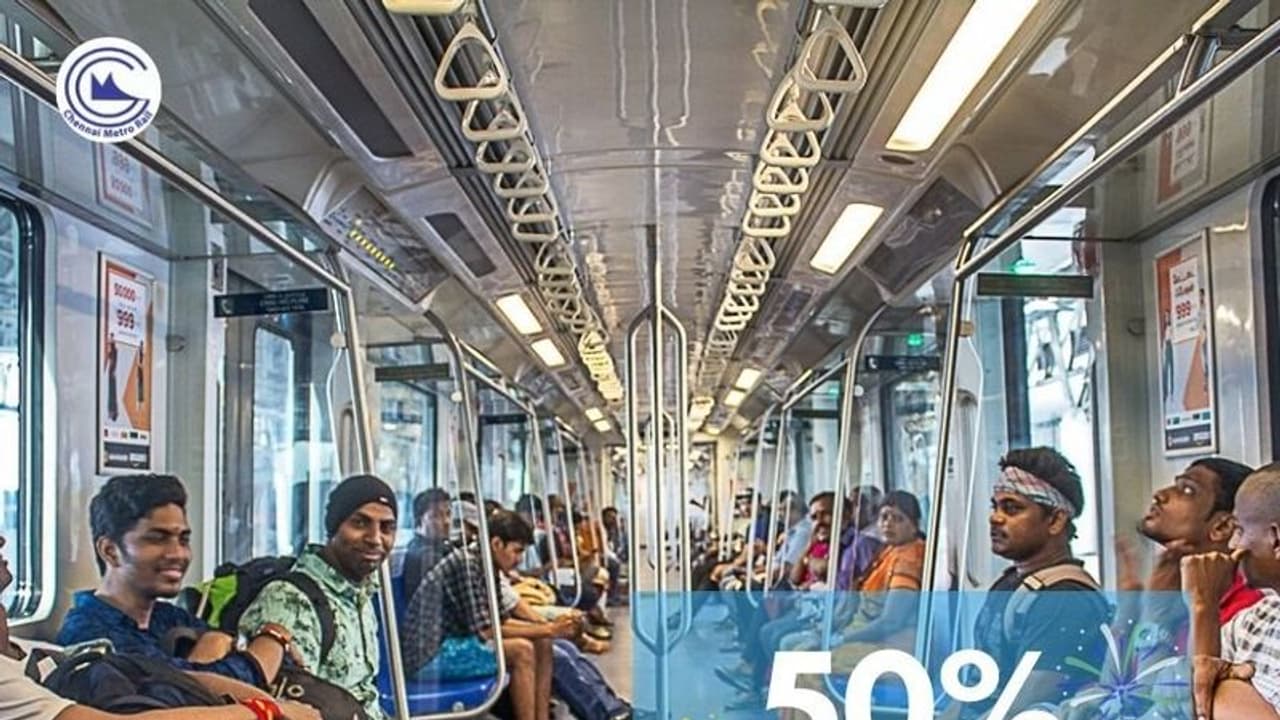 50 சதவீத கட்டணச் சலுகை அளித்த சென்னை மெட்ரோ..! அதிரடி அறிவிப்பால் பயணிகள் உற்சாகம்..! 50 சதவீத கட்டணச் சலுகை அளித்த சென்னை மெட்ரோ..! அதிரடி அறிவிப்பால் பயணிகள் உற்சாகம்..!