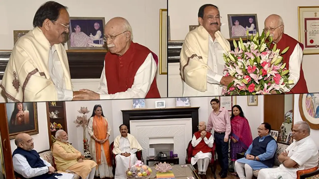 PM Modi, Amit Shah VP Naidu meet LK Advani on his 92nd birthday PM Modi, Amit Shah VP Naidu meet LK Advani on his 92nd birthday