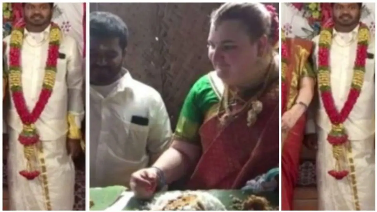 அமெரிக்க பெண்ணுக்கு காரைக்குடி தமிழன் மேல் காதல்...! செம ஜோராக நடந்த டும் டும் டும்...! அமெரிக்க பெண்ணுக்கு காரைக்குடி தமிழன் மேல் காதல்...! செம ஜோராக நடந்த டும் டும் டும்...!