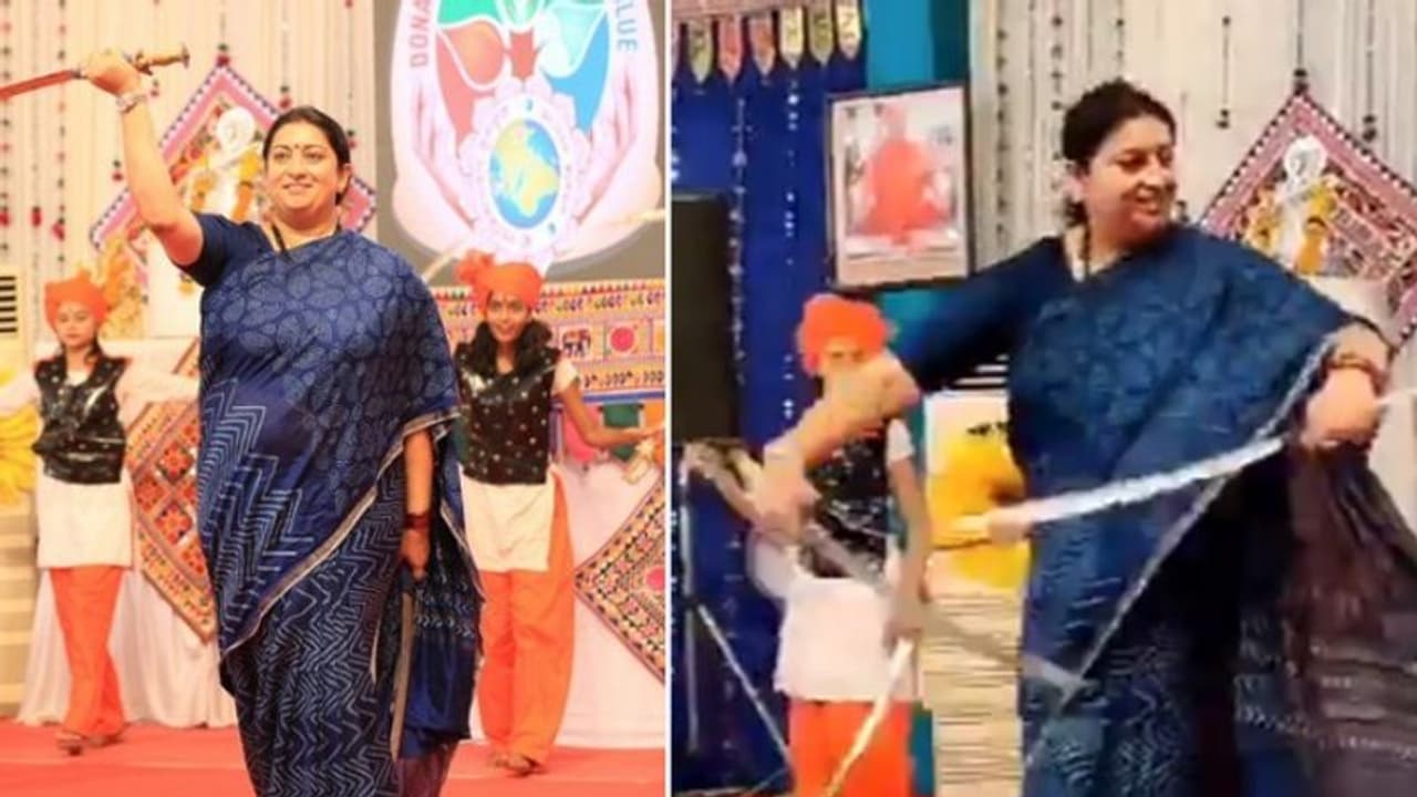 కత్తి చేతపట్టి డ్యాన్స్ చేసిన కేంద్ర మంత్రి స్మృతీ ఇరానీ