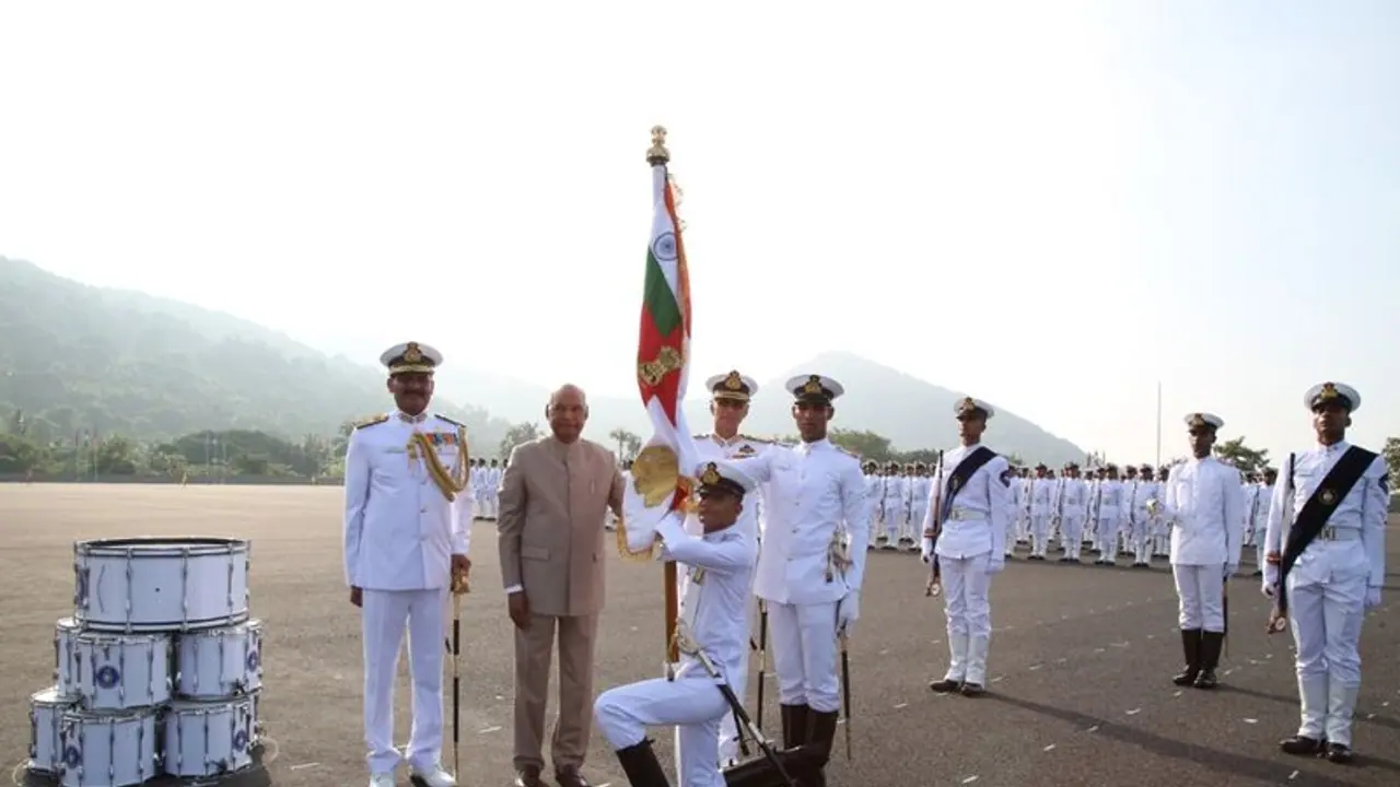 Indian Naval Academy awarded President's Colour in Kerala Indian Naval Academy awarded President's Colour in Kerala