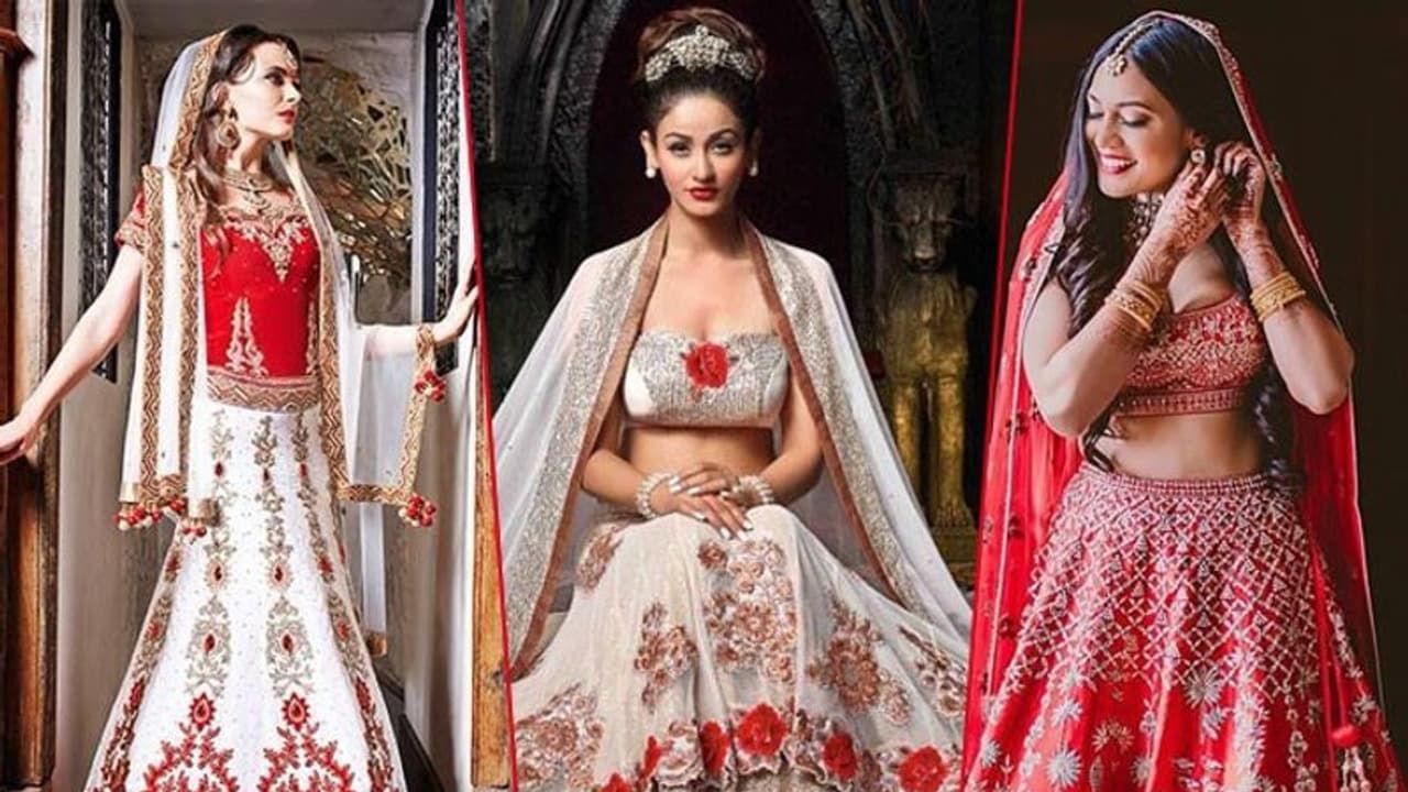 বেনারসী নয়, লাল সাদা লেহেঙ্গাতে ঝুঁকছেন নব বধূরা
