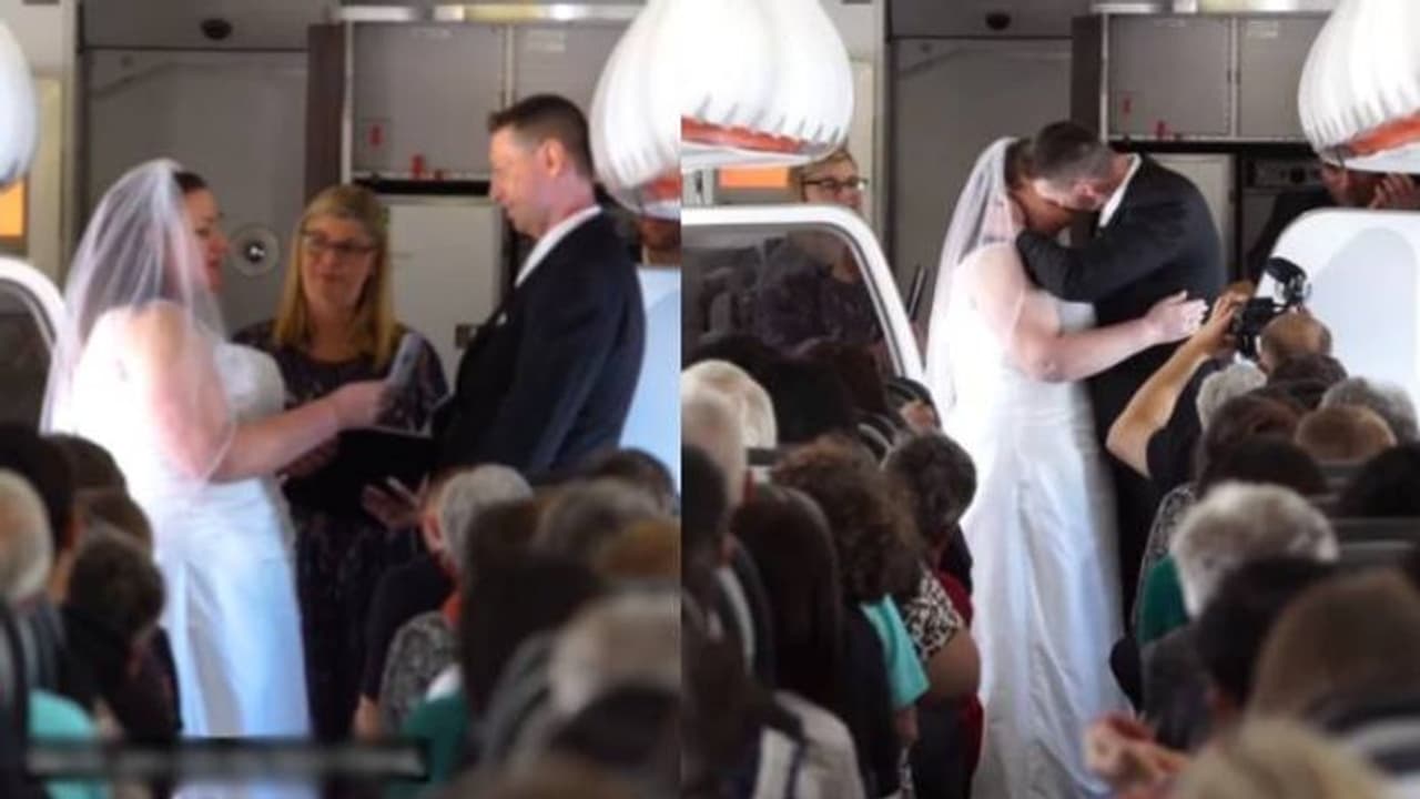 34,000 അടി ഉയരത്തിൽ വിമാനത്തിൽവച്ച് വിവാഹം; ദമ്പതികളുടെ ഐഡിയ കൊള്ളാമെന്ന് സോഷ്യൽമീഡിയ