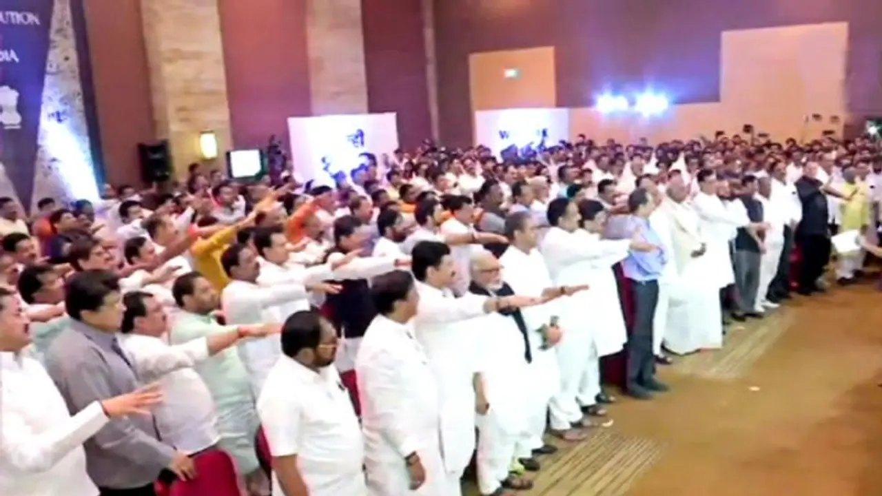 BJP terms Shiv Sena Congress NCP’s ‘show of strength’ insecure as MLAs take mock oath