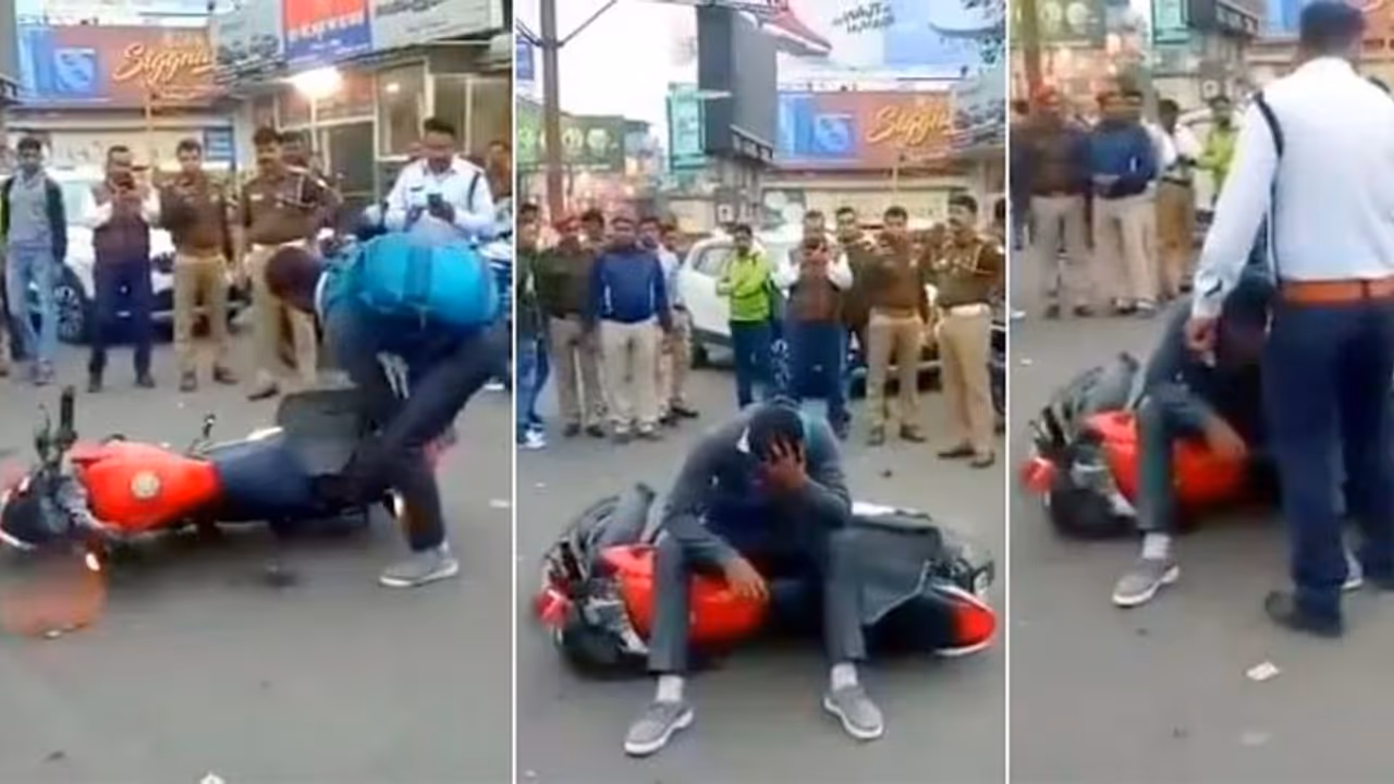 ഹെൽമറ്റില്ലാത്തതിനു പൊലീസ് പിഴയിട്ടു, ബൈക്ക് തല്ലിത്തകര്ത്ത് യുവാവ് പൊട്ടിക്കരഞ്ഞു! ഹെൽമറ്റില്ലാത്തതിനു പൊലീസ് പിഴയിട്ടു, ബൈക്ക് തല്ലിത്തകര്ത്ത് യുവാവ് പൊട്ടിക്കരഞ്ഞു!