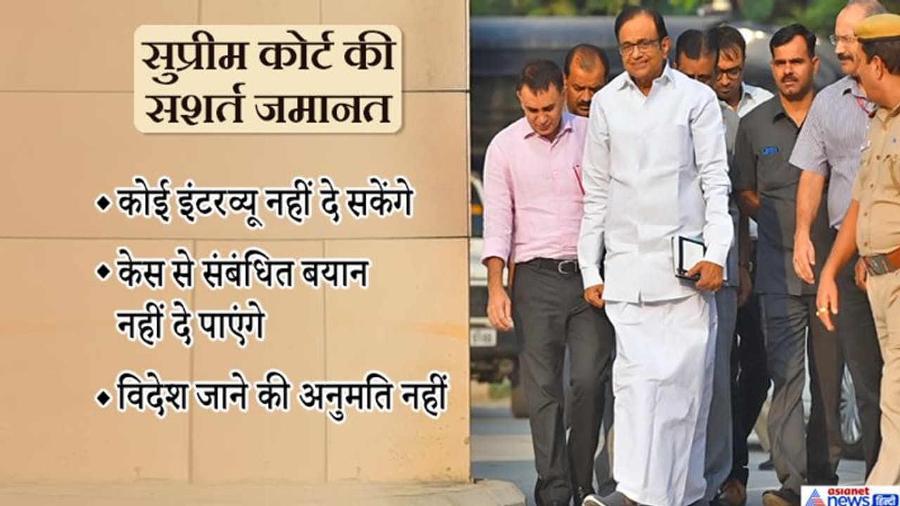 INX मीडिया केस; 105 दिन से जेल में बंद पी चिदंबरम को बड़ी राहत, सुप्रीम कोर्ट से मिली जमानत INX मीडिया केस; 105 दिन से जेल में बंद पी चिदंबरम को बड़ी राहत, सुप्रीम कोर्ट से मिली जमानत