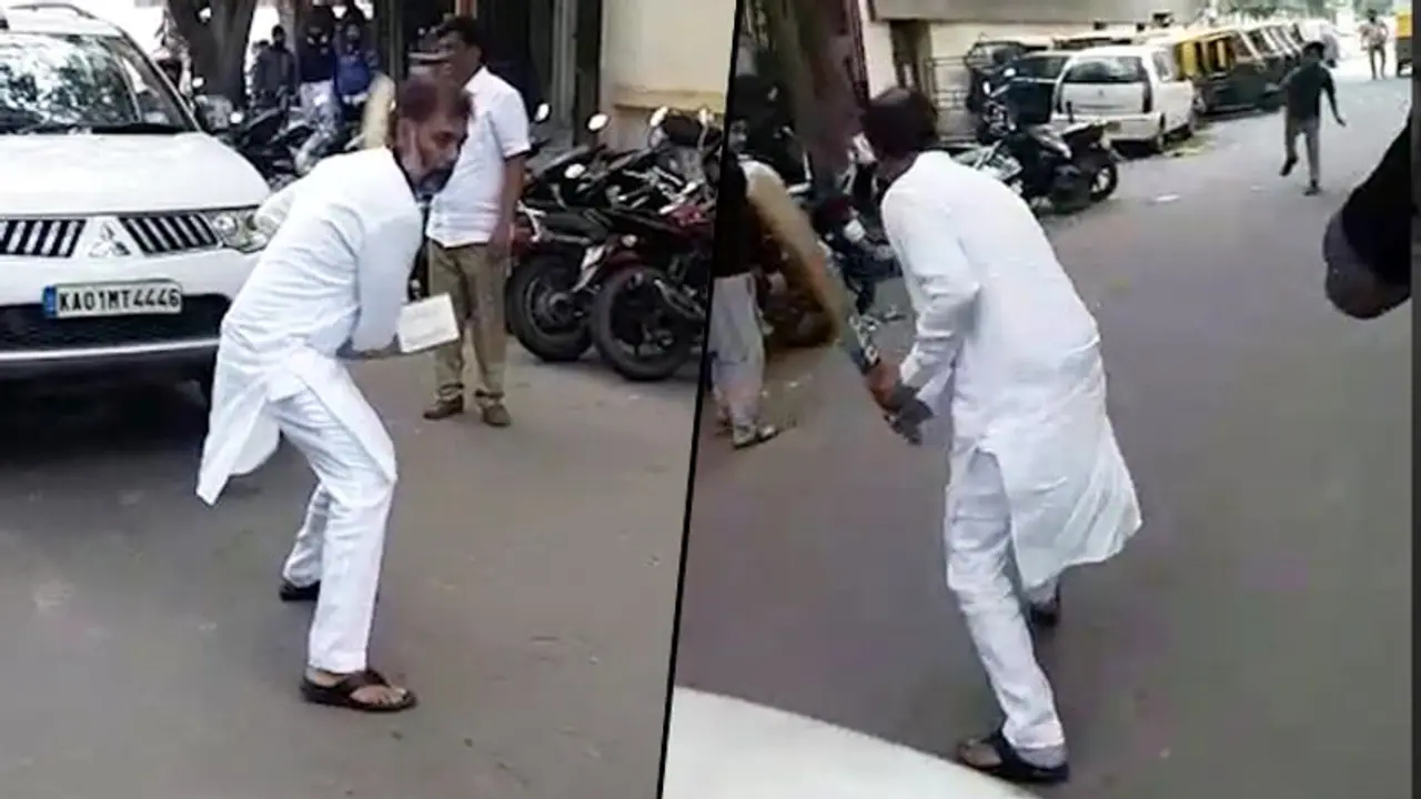 Karnataka Assembly by polls: Shivajinagar JDS candidate plays cricket near polling booth in Bengaluru Karnataka Assembly by polls: Shivajinagar JDS candidate plays cricket near polling booth in Bengaluru