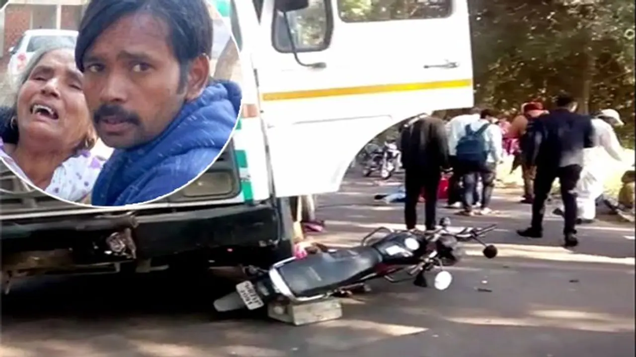 डम्पर की टक्कर से उछलकर दूर जा गिरे बच्चे, लेकिन मां बाप बाइक से नहीं उतर पाए