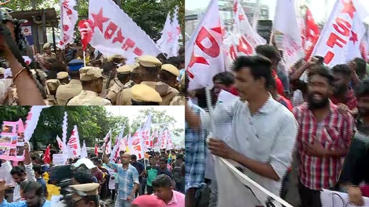 ചെന്നൈയിൽ ഇടതുസംഘടനകളുടെ മാര്ച്ച്, പൊലീസുമായി കൈയ്യാങ്കളി ചെന്നൈയിൽ ഇടതുസംഘടനകളുടെ മാര്ച്ച്, പൊലീസുമായി കൈയ്യാങ്കളി