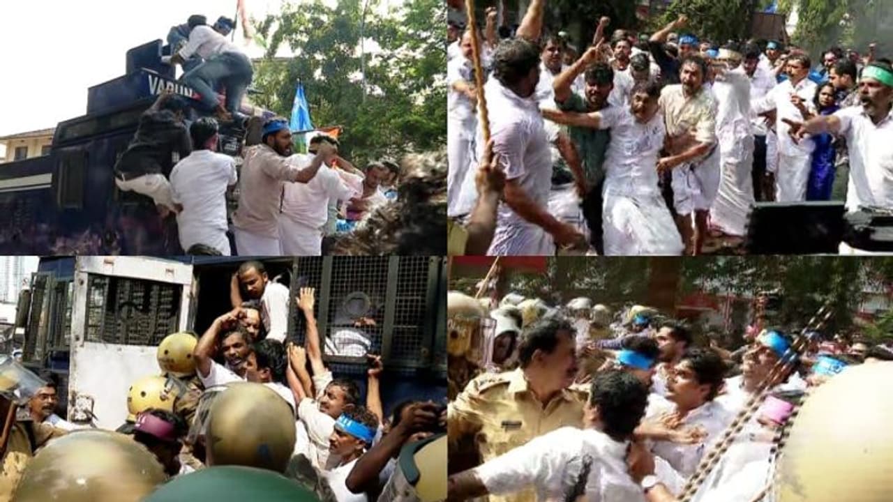 ബാരിക്കേഡ് മറികടന്ന് പ്രവര്ത്തകര്; കോഴിക്കോട് കോൺഗ്രസ് മാര്ച്ചിൽ സംഘര്ഷം ബാരിക്കേഡ് മറികടന്ന് പ്രവര്ത്തകര്; കോഴിക്കോട് കോൺഗ്രസ് മാര്ച്ചിൽ സംഘര്ഷം