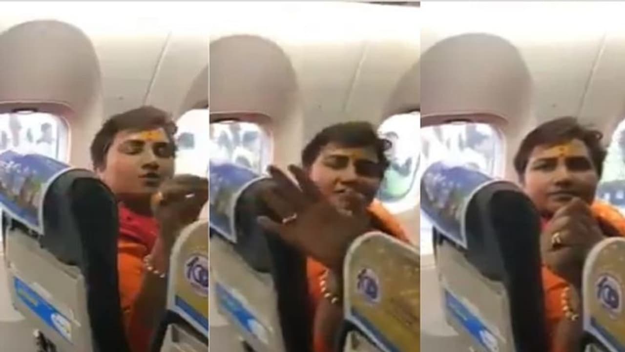 Video of Pragya Thakur arguing with people onboard SpiceJet flight goes viral Video of Pragya Thakur arguing with people onboard SpiceJet flight goes viral