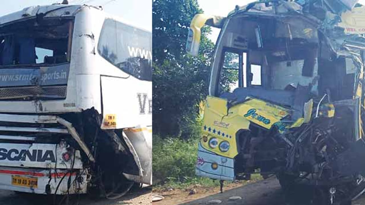 இரு சொகுசு பேருந்துகள் பயங்கர மோதல்..! 15 பயணிகள் படுகாயம்..!