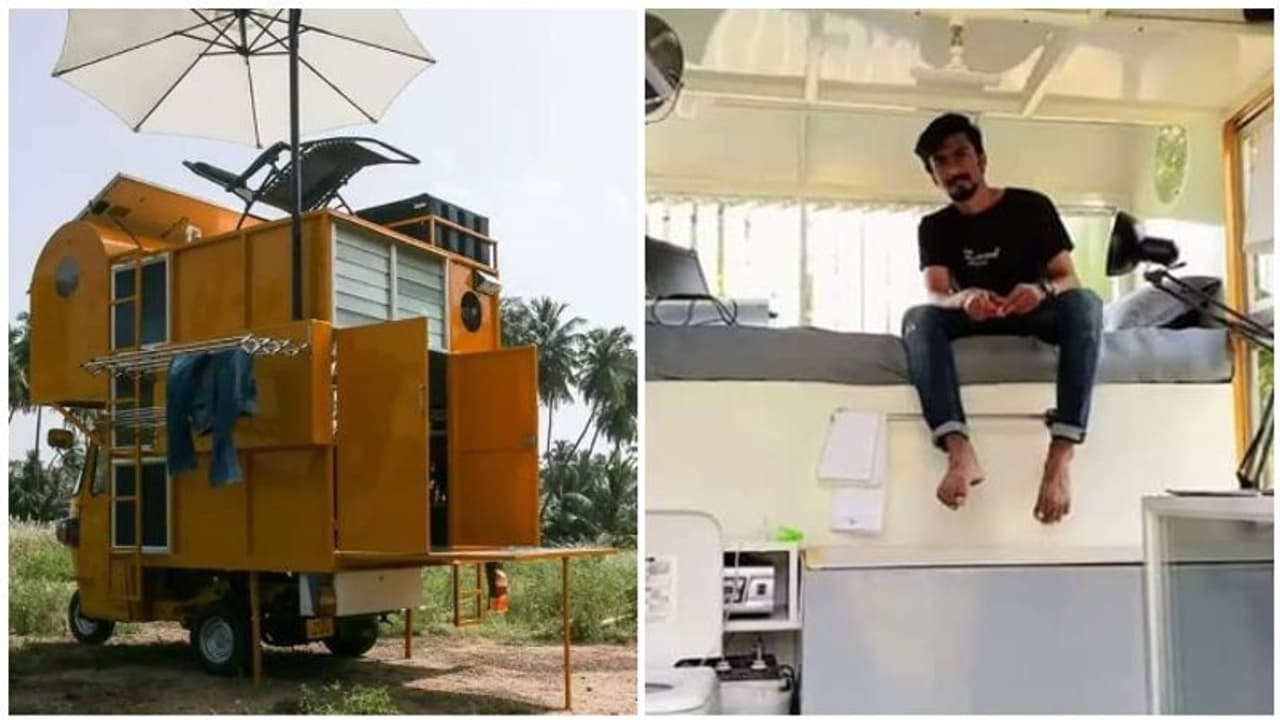 ஆட்டோவை வீடாக மாற்றிய இளைஞர்..! வெறும் 1 லட்சம் ரூபாயில்... அசத்தல்..! அட பரமத்தி வேலூர் பையன் தானுங்க..!