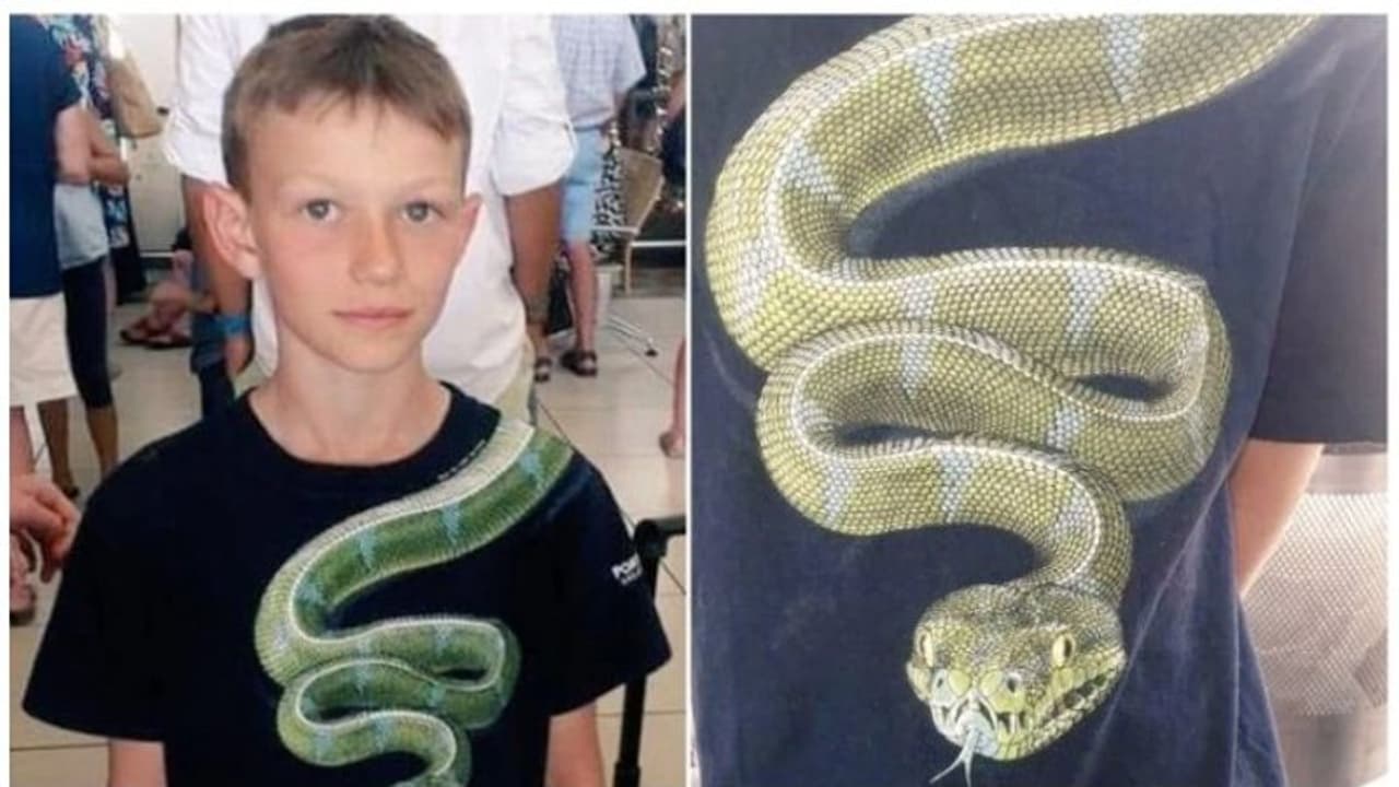 പാമ്പിന്റെ ചിത്രമുള്ള ടീഷർട്ട്; പത്തുവയസ്സുകാരനോട് വസ്ത്രം മാറ്റാൻ എയർപോർട്ട് അധികൃതർ; പിന്നീട് സംഭവിച്ചത്... പാമ്പിന്റെ ചിത്രമുള്ള ടീഷർട്ട്; പത്തുവയസ്സുകാരനോട് വസ്ത്രം മാറ്റാൻ എയർപോർട്ട് അധികൃതർ; പിന്നീട് സംഭവിച്ചത്...