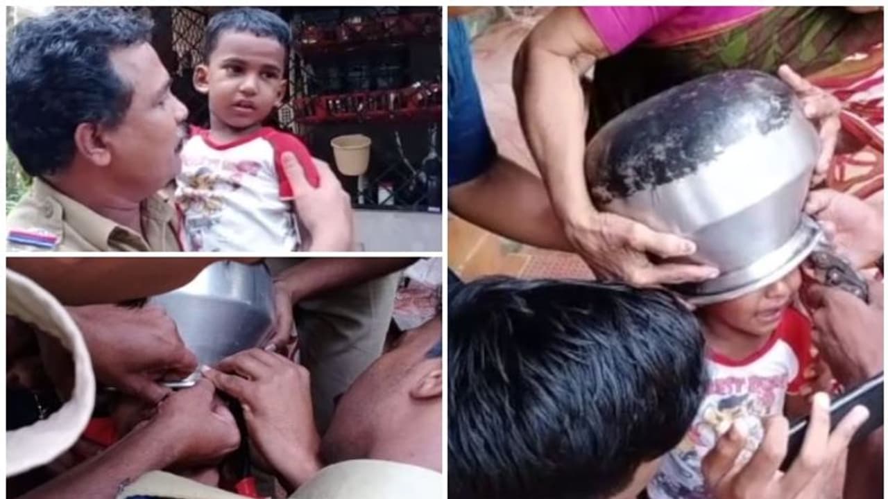 കളിക്കുന്നതിനിടെ കുട്ടിയുടെ തലയില് പാത്രം കുടുങ്ങി, മൂന്ന് വയസുകാരന് രക്ഷകരായി ഫയര്ഫോഴ്സ് ടീം: വീഡിയോ കളിക്കുന്നതിനിടെ കുട്ടിയുടെ തലയില് പാത്രം കുടുങ്ങി, മൂന്ന് വയസുകാരന് രക്ഷകരായി ഫയര്ഫോഴ്സ് ടീം: വീഡിയോ
