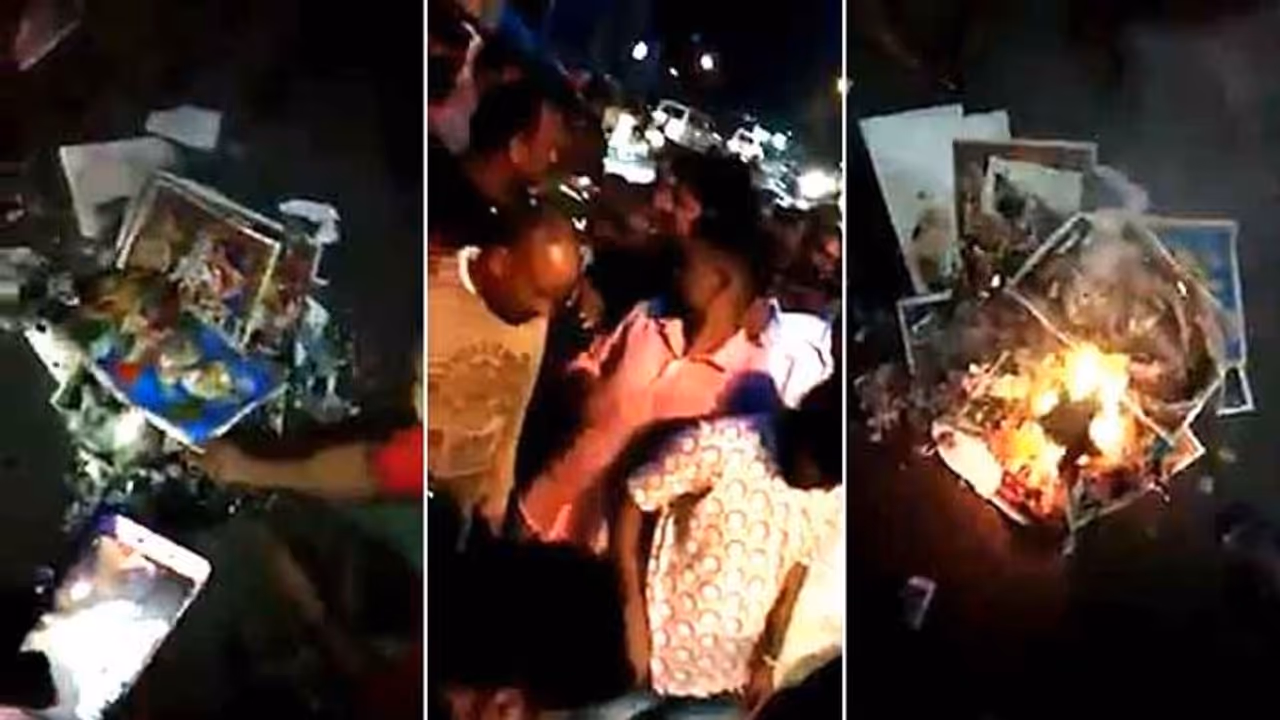 Anti CAA protesters burn images of Hindu gods and goddesses