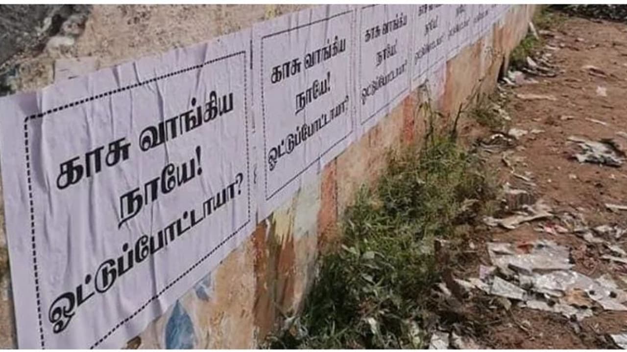 காசு வாங்குன .......ஓட்டுப்போட்டாயா..? வாக்காளர்களை திட்டி வேட்பாளர் ஒட்டிய போஸ்டரால் பரபரப்பு!