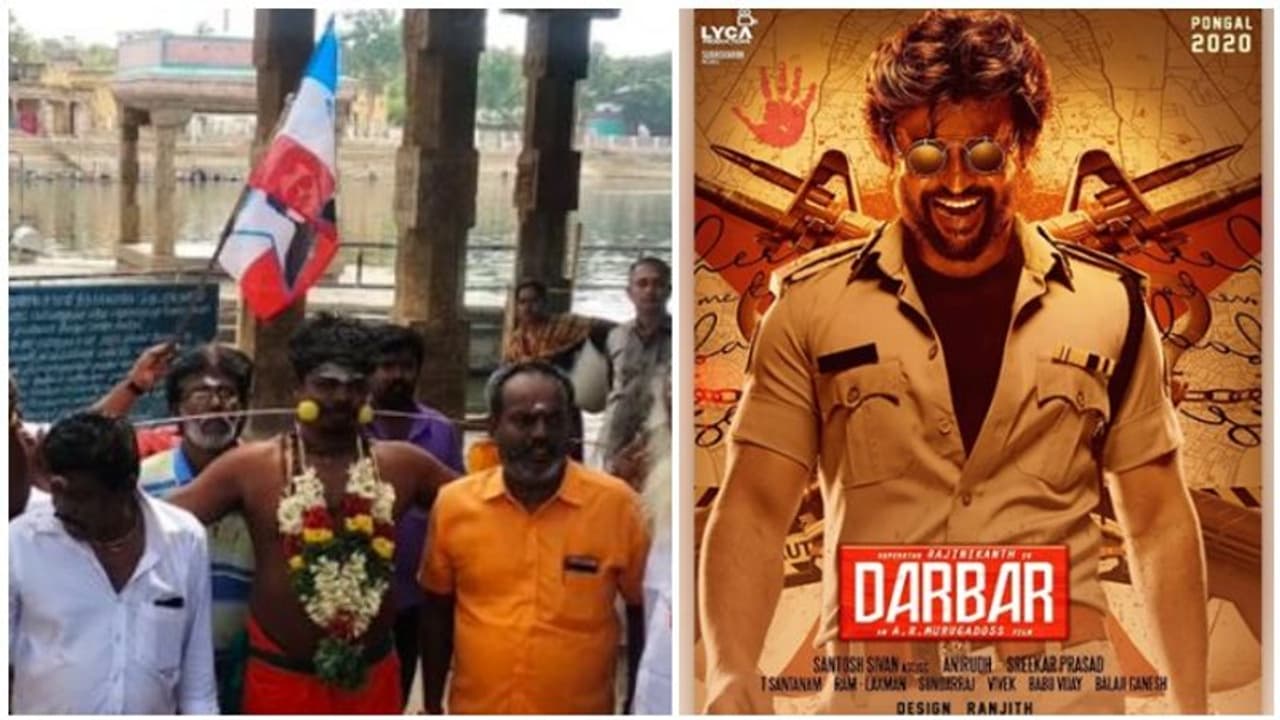 கடவுளே தர்பாரை காப்பாத்து! படம் வெற்றிபெற அலகு குத்தி... மண் சோறு... சாப்பிட்ட ரசிகர்கள்!