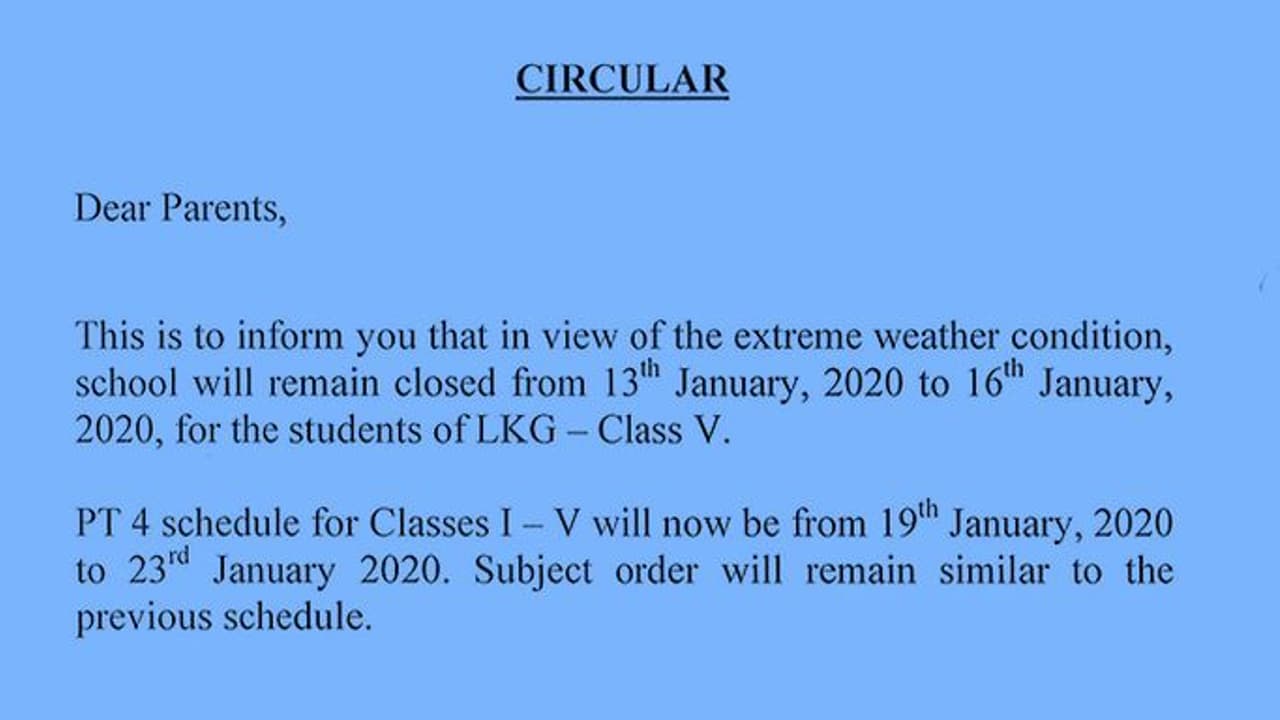 കൊടും ശൈത്യം: റിയാദ് ഇന്ത്യൻ സ്കൂളിൽ അഞ്ചാം ക്ലാസ് വരെ അവധി കൊടും ശൈത്യം: റിയാദ് ഇന്ത്യൻ സ്കൂളിൽ അഞ്ചാം ക്ലാസ് വരെ അവധി