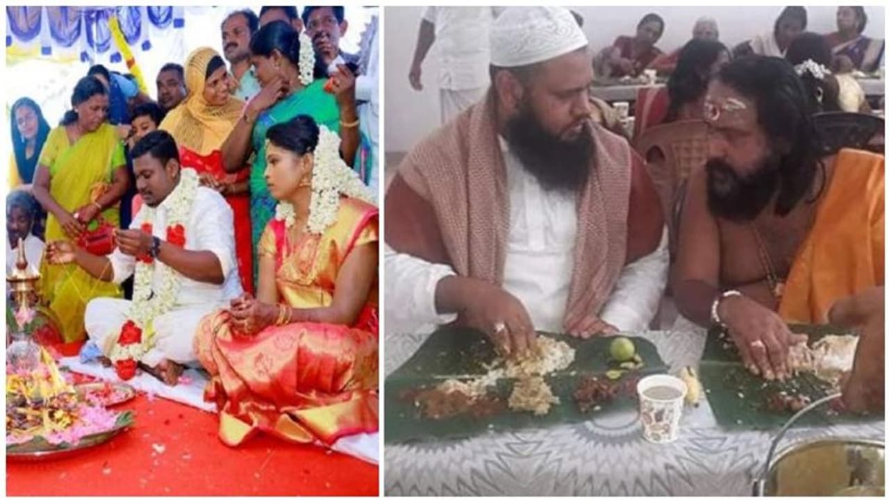 மசூதியில் கோலாகலமாக நடந்த "இந்து திருமணம்"..! மந்திரம் ஓதி தாலி கட்டிய மாப்பிள்ளை..! இந்துக்களும் இஸ்லாம் மக்களும் ஒருசேர வாழ்த்து..! மசூதியில் கோலாகலமாக நடந்த "இந்து திருமணம்"..! மந்திரம் ஓதி தாலி கட்டிய மாப்பிள்ளை..! இந்துக்களும் இஸ்லாம் மக்களும் ஒருசேர வாழ்த்து..!