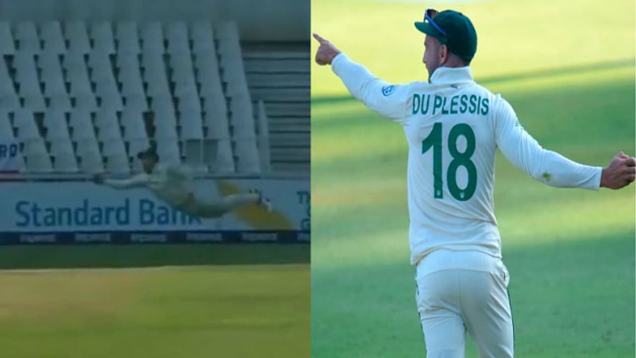 இங்கிலாந்து எதிரான டெஸ்ட்டில் ஒற்றை கேட்ச்சில் அனைவரையும் மிரட்டிய டுப்ளெசிஸ்.. வீடியோ