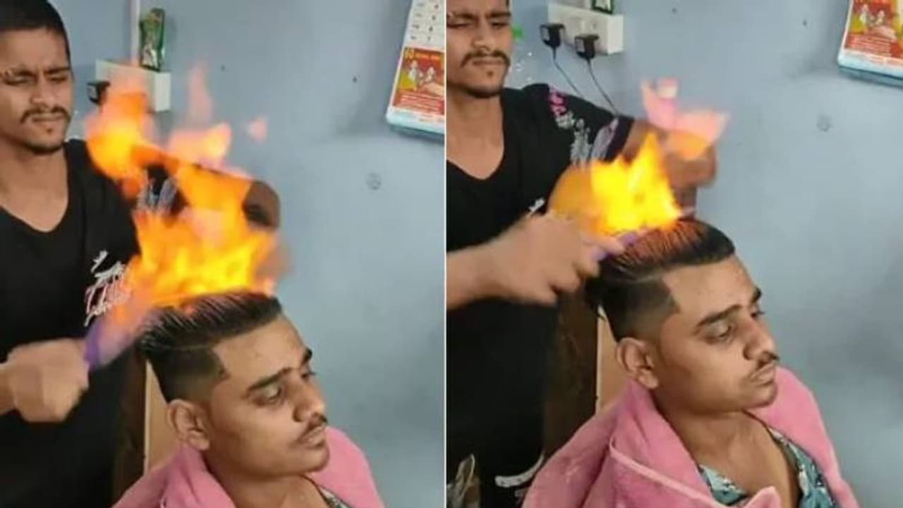 തലയില് തീയിട്ട് മുടിവെട്ടുന്ന ബാര്ബര്; വൈറല് വീഡിയോ കണ്ടത് കോടിക്കണക്കിന് പേര് തലയില് തീയിട്ട് മുടിവെട്ടുന്ന ബാര്ബര്; വൈറല് വീഡിയോ കണ്ടത് കോടിക്കണക്കിന് പേര്
