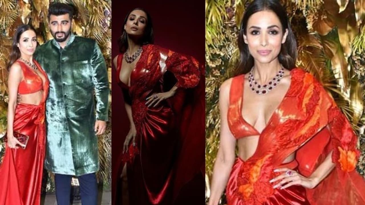 ചുവപ്പ് സാരിയില്‍ ഹോട്ട് ലുക്കില്‍ മലൈക; ഒപ്പം അര്‍ജുന്‍ കപൂറും; ചിത്രങ്ങള്‍