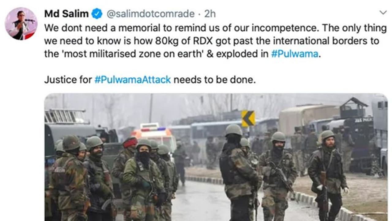 After Rahul Gandhi, now communist leader Md Salim questions memorial for Pulwama martyrs