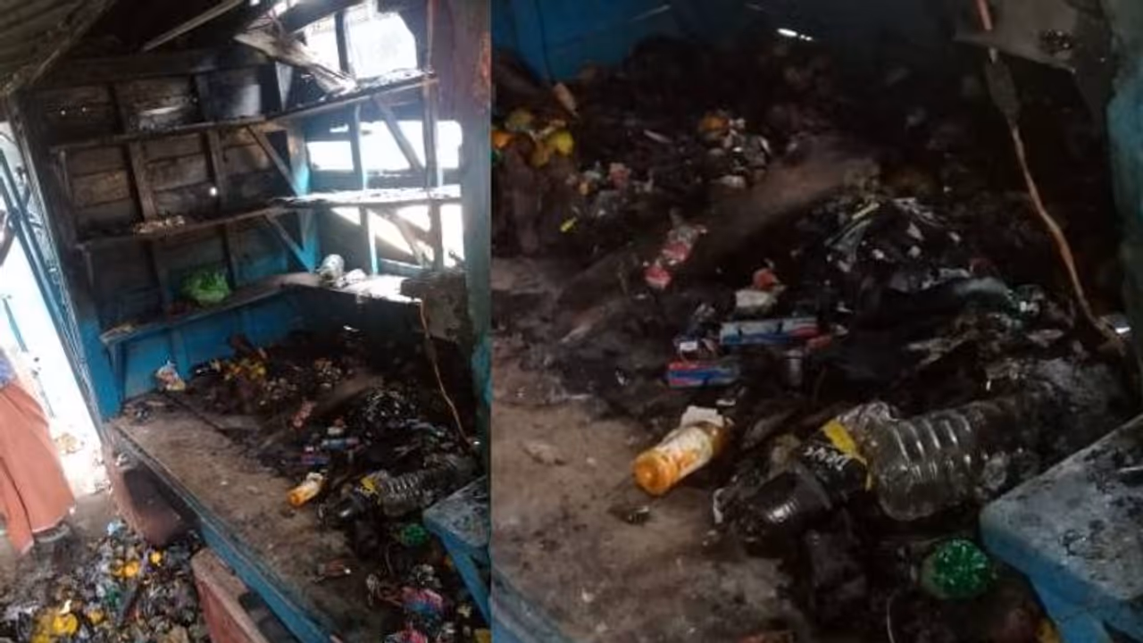 ശാരീരിക വെല്ലുവിളി നേരിടുന്നയാളുടെ ബങ്ക് കട കത്തി നശിച്ച നിലയില്‍