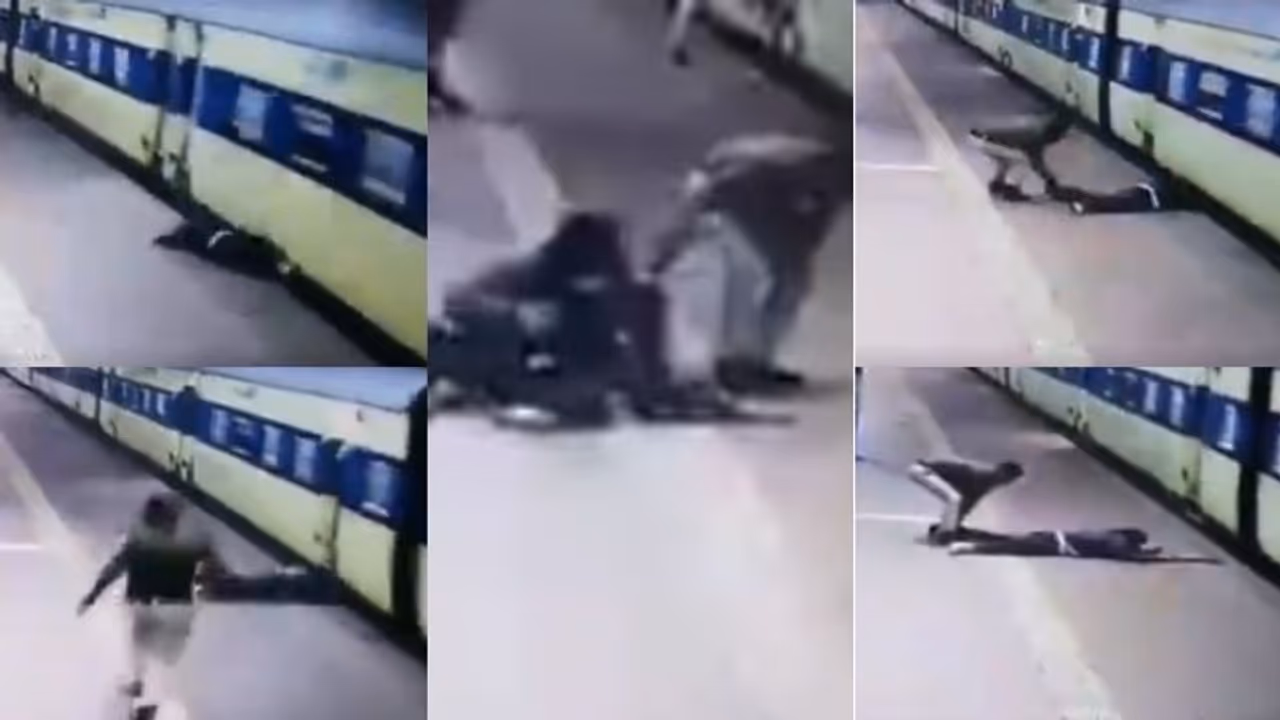 ഓടുന്ന ട്രെയിനിനും പ്ലാറ്റ്ഫോമിനും ഇടയില് സെക്കന്ഡുകൾ; യുവാവിന്റെ രക്ഷക്കെത്തി 'അത്ഭുത കരങ്ങള്' വീഡിയോ ഓടുന്ന ട്രെയിനിനും പ്ലാറ്റ്ഫോമിനും ഇടയില് സെക്കന്ഡുകൾ; യുവാവിന്റെ രക്ഷക്കെത്തി 'അത്ഭുത കരങ്ങള്' വീഡിയോ