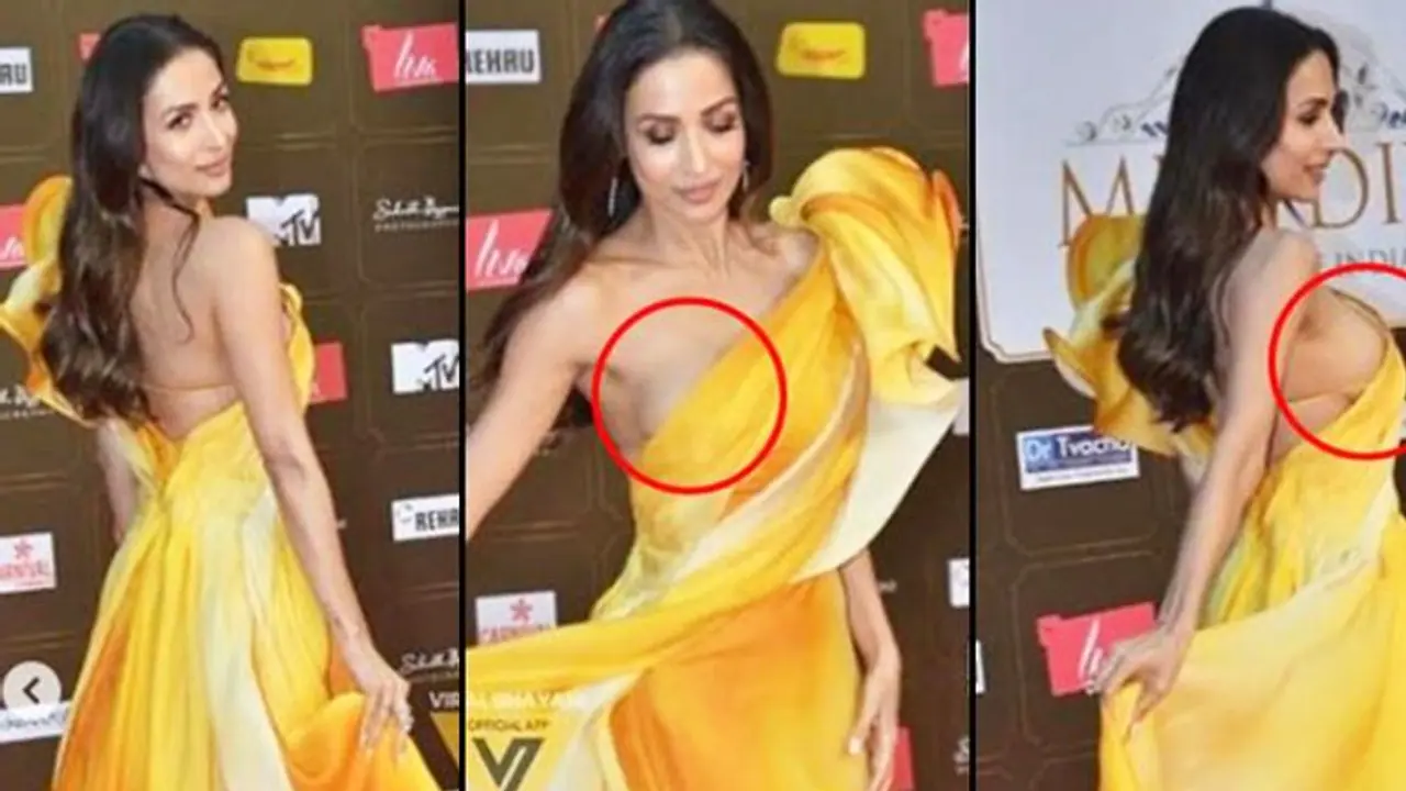 Oops moment: Malaika Arora in one-shoulder thigh-slit satin gown escapes  wardrobe malfunction | Asianet Newsable
